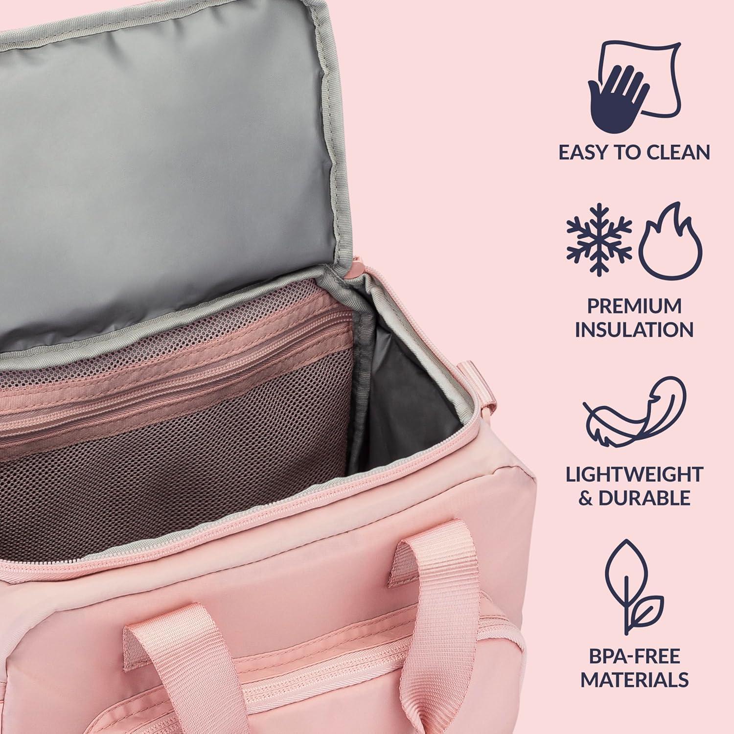 imageBentgo Insulated Lunch Bag ExtraLarge Capacity Adult Lunch Bag with Shoulder Strap and External Storage Compartment Durable Lightweight Ideal for Work School amp Meals On the Go LavenderSoft Blush