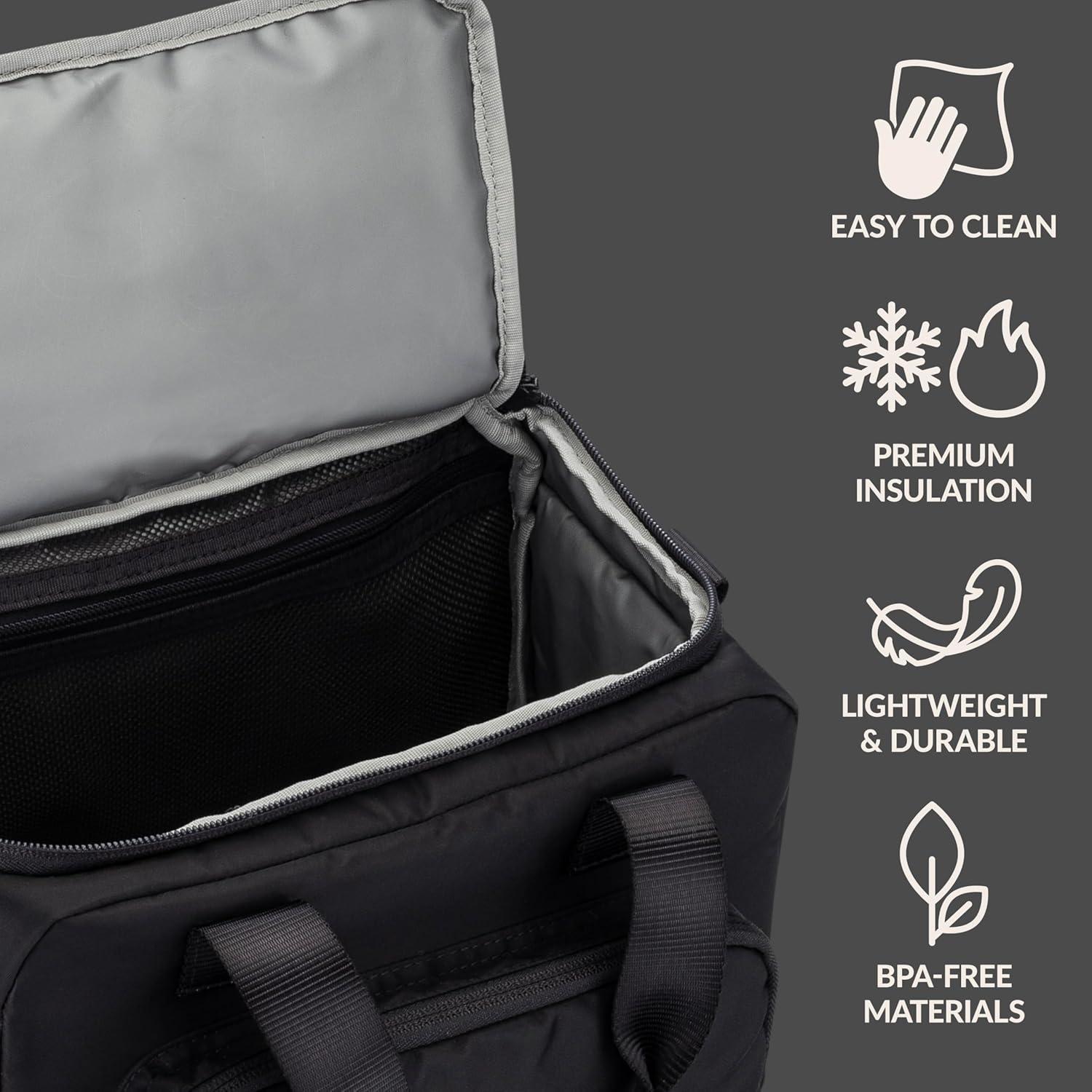 imageBentgo Insulated Lunch Bag ExtraLarge Capacity Adult Lunch Bag with Shoulder Strap and External Storage Compartment Durable Lightweight Ideal for Work School amp Meals On the Go LavenderObsidian