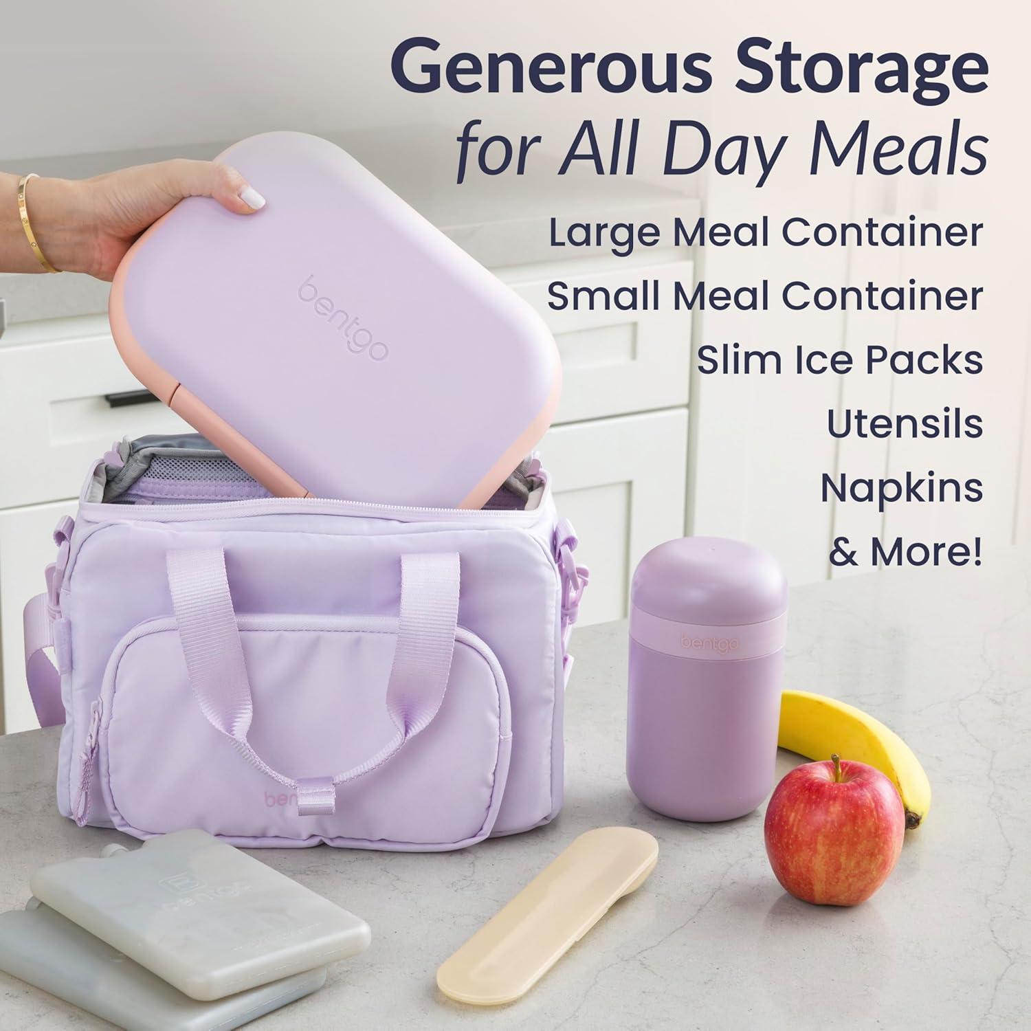 imageBentgo Insulated Lunch Bag ExtraLarge Capacity Adult Lunch Bag with Shoulder Strap and External Storage Compartment Durable Lightweight Ideal for Work School amp Meals On the Go LavenderLavender