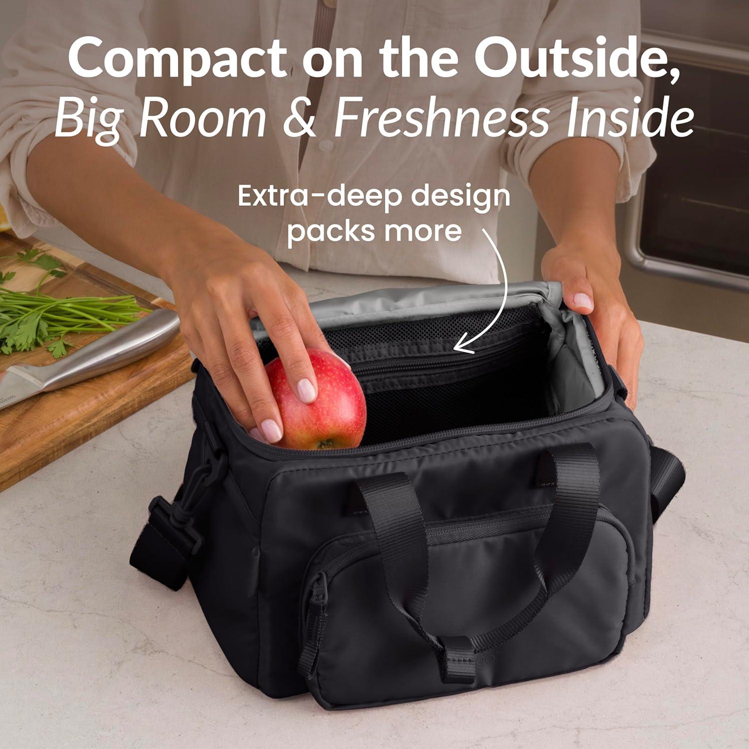 imageBentgo Insulated Lunch Bag ExtraLarge Capacity Adult Lunch Bag with Shoulder Strap and External Storage Compartment Durable Lightweight Ideal for Work School amp Meals On the Go LavenderObsidian