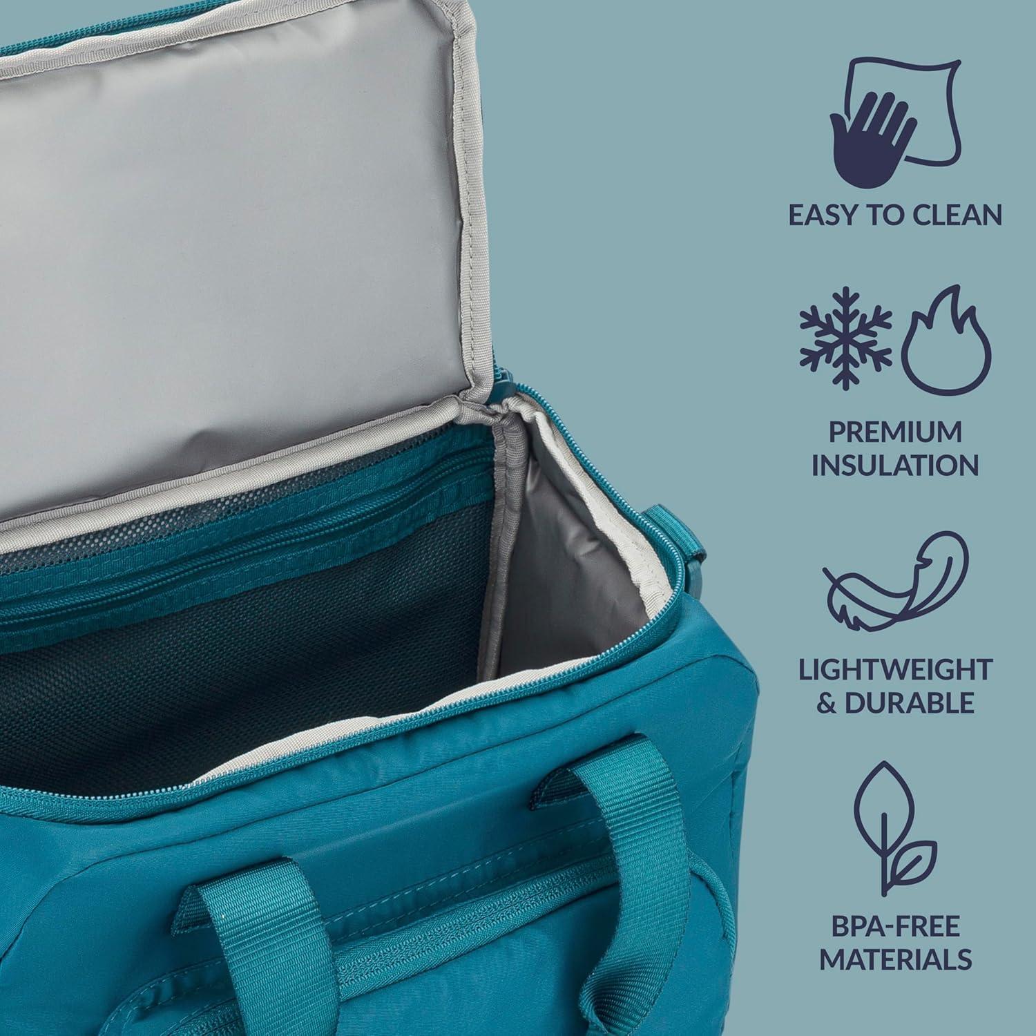 imageBentgo Insulated Lunch Bag ExtraLarge Capacity Adult Lunch Bag with Shoulder Strap and External Storage Compartment Durable Lightweight Ideal for Work School amp Meals On the Go LavenderDeep Teal