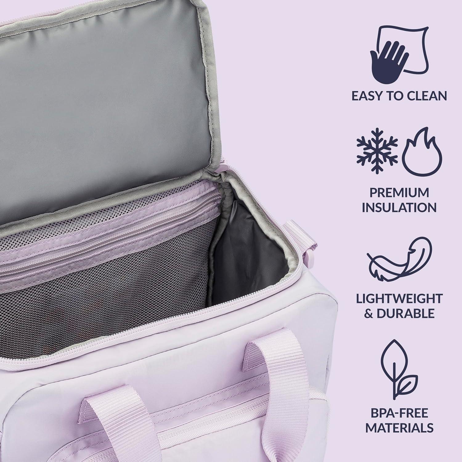 imageBentgo Insulated Lunch Bag ExtraLarge Capacity Adult Lunch Bag with Shoulder Strap and External Storage Compartment Durable Lightweight Ideal for Work School amp Meals On the Go LavenderLavender