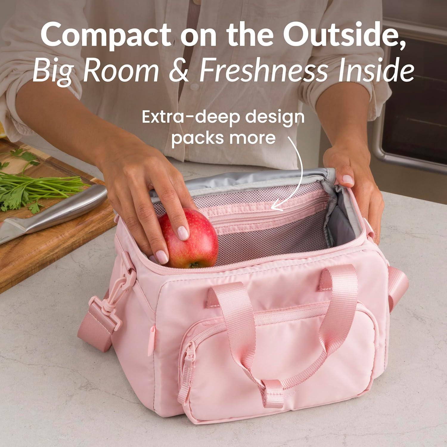imageBentgo Insulated Lunch Bag ExtraLarge Capacity Adult Lunch Bag with Shoulder Strap and External Storage Compartment Durable Lightweight Ideal for Work School amp Meals On the Go LavenderSoft Blush