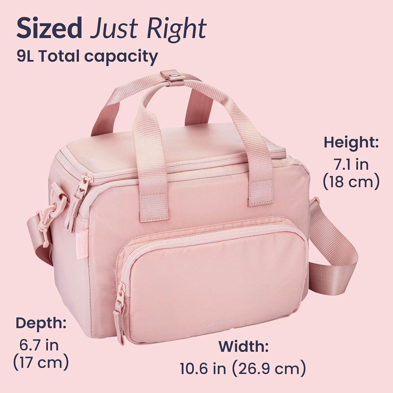imageBentgo Insulated Lunch Bag ExtraLarge Capacity Adult Lunch Bag with Shoulder Strap and External Storage Compartment Durable Lightweight Ideal for Work School amp Meals On the Go LavenderSoft Blush