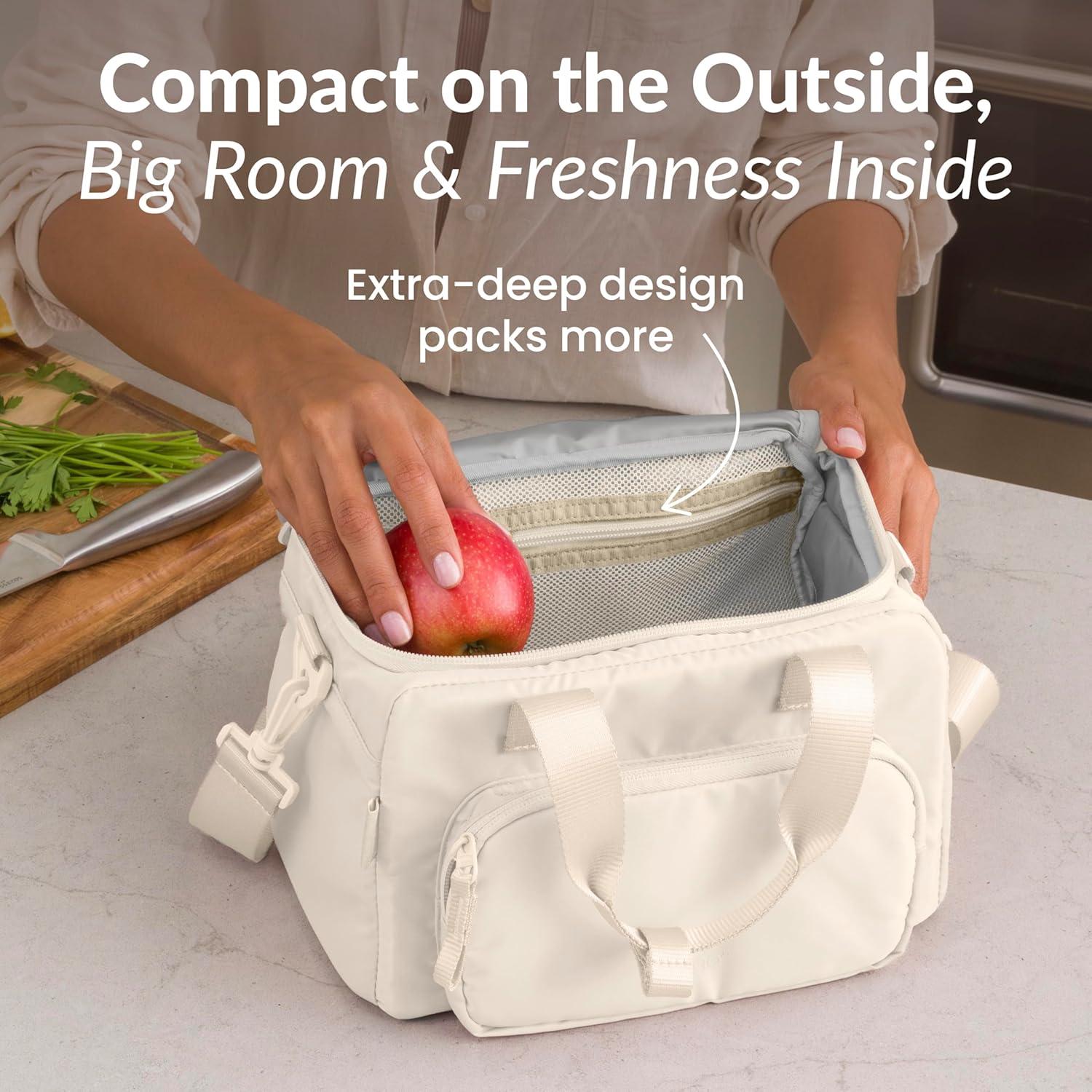 imageBentgo Insulated Lunch Bag ExtraLarge Capacity Adult Lunch Bag with Shoulder Strap and External Storage Compartment Durable Lightweight Ideal for Work School amp Meals On the Go LavenderBone