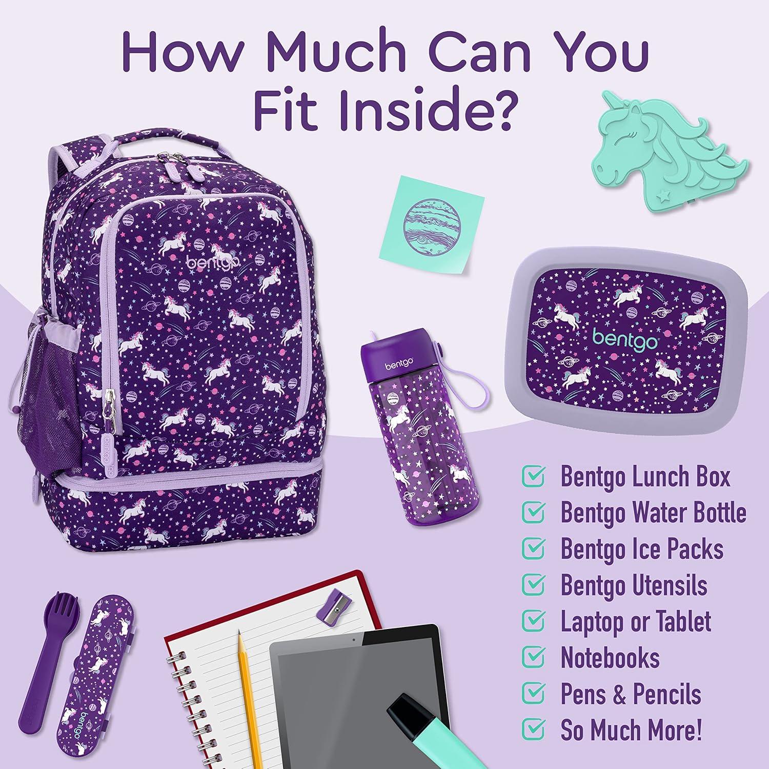 imageBentgo Kids 2in1 Backpack amp Insulated Lunch Bag Glitter Designed 16 Backpack for School amp Travel Durable Water Resistant Padded amp Large Compartments Glitter Edition Petal PinkUnicorn