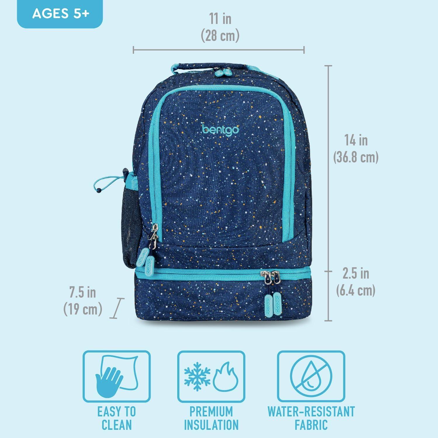 imageBentgo Kids 2in1 Backpack amp Insulated Lunch Bag Glitter Designed 16 Backpack for School amp Travel Durable Water Resistant Padded amp Large Compartments Glitter Edition Petal PinkConfetti Edition Abyss Blue