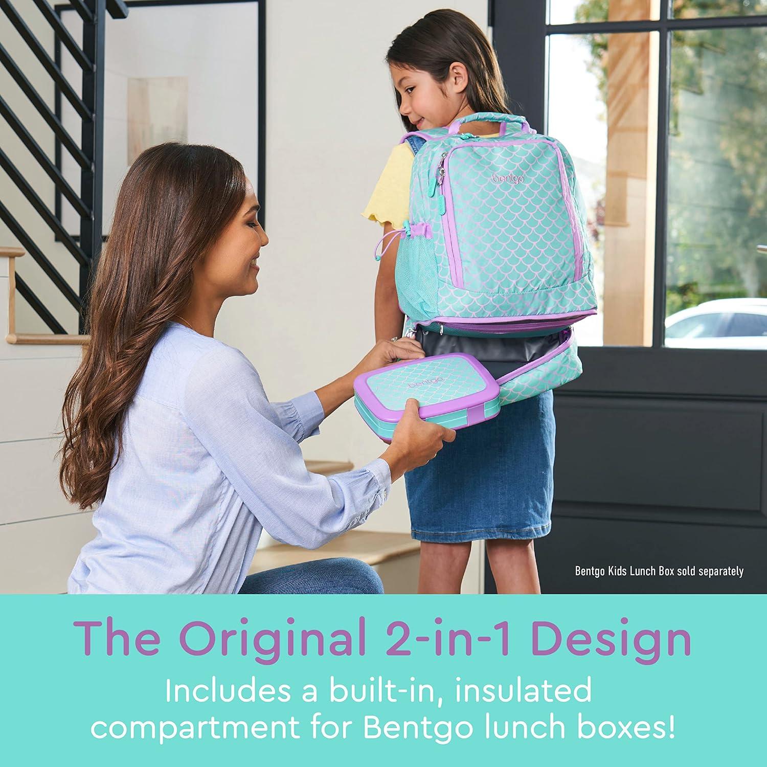 imageBentgo Kids 2in1 Backpack amp Insulated Lunch Bag Glitter Designed 16 Backpack for School amp Travel Durable Water Resistant Padded amp Large Compartments Glitter Edition Petal PinkMermaid Scales
