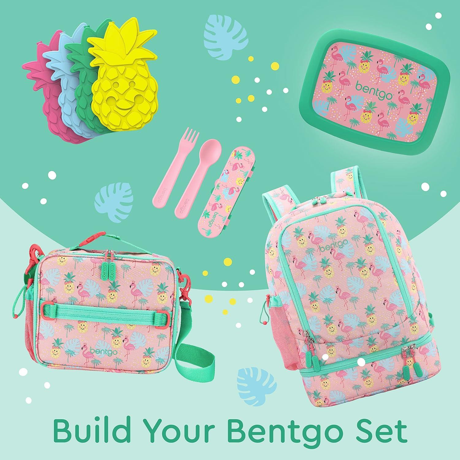 imageBentgo Kids 2in1 Backpack amp Insulated Lunch Bag Glitter Designed 16 Backpack for School amp Travel Durable Water Resistant Padded amp Large Compartments Glitter Edition Petal PinkTropical