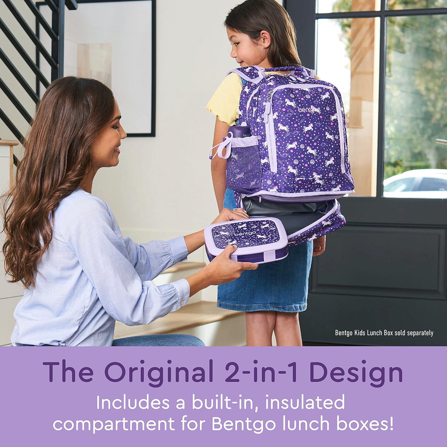 imageBentgo Kids 2in1 Backpack amp Insulated Lunch Bag Glitter Designed 16 Backpack for School amp Travel Durable Water Resistant Padded amp Large Compartments Glitter Edition Petal PinkUnicorn