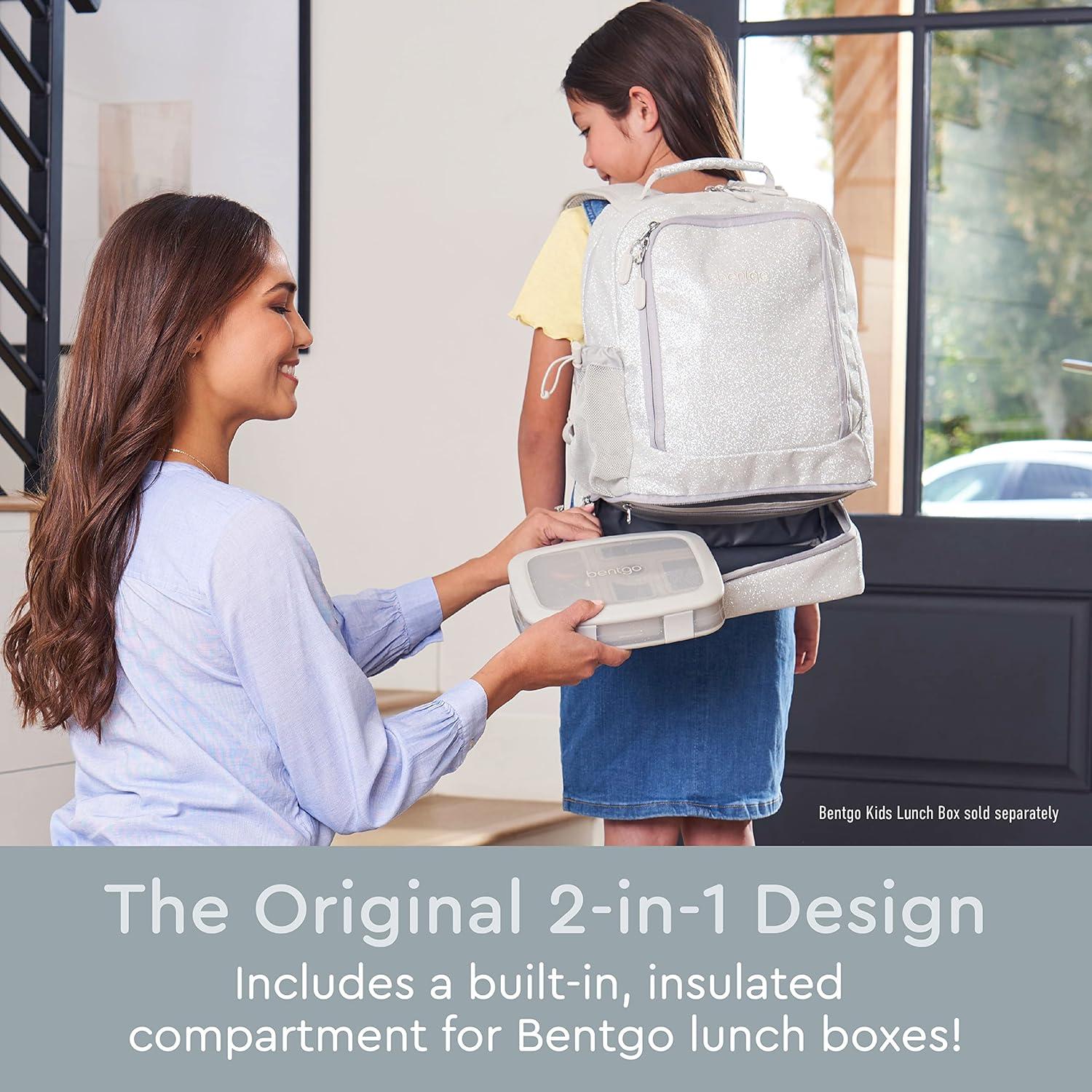 imageBentgo Kids 2in1 Backpack amp Insulated Lunch Bag Glitter Designed 16 Backpack for School amp Travel Durable Water Resistant Padded amp Large Compartments Glitter Edition Petal PinkGlitter Edition Silver