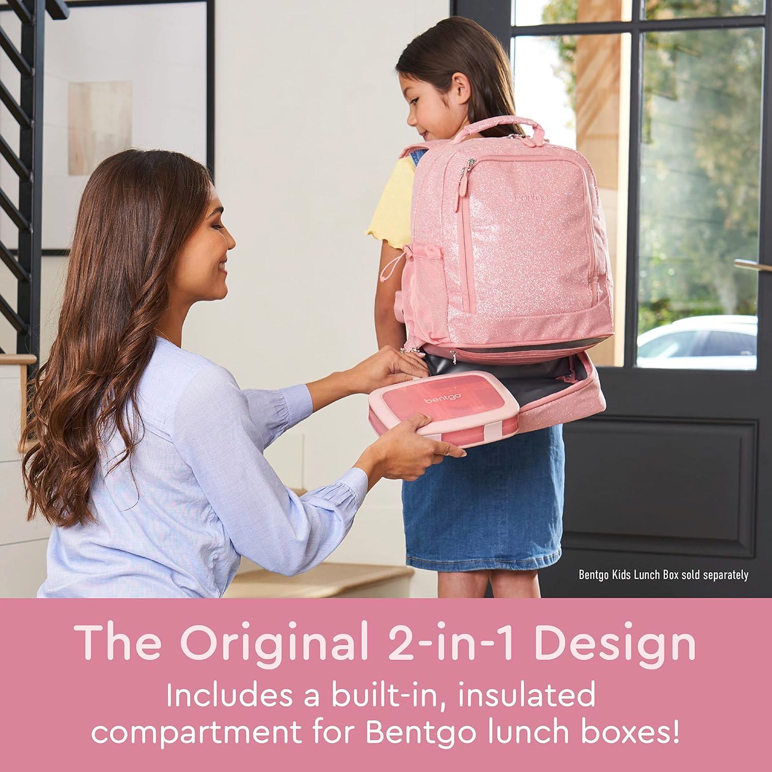 imageBentgo Kids 2in1 Backpack amp Insulated Lunch Bag Glitter Designed 16 Backpack for School amp Travel Durable Water Resistant Padded amp Large Compartments Glitter Edition Petal PinkGlitter Edition Petal Pink