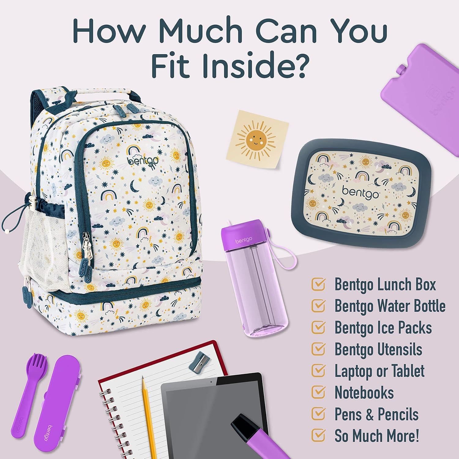 imageBentgo Kids 2in1 Backpack amp Insulated Lunch Bag Glitter Designed 16 Backpack for School amp Travel Durable Water Resistant Padded amp Large Compartments Glitter Edition Petal PinkFriendly Skies