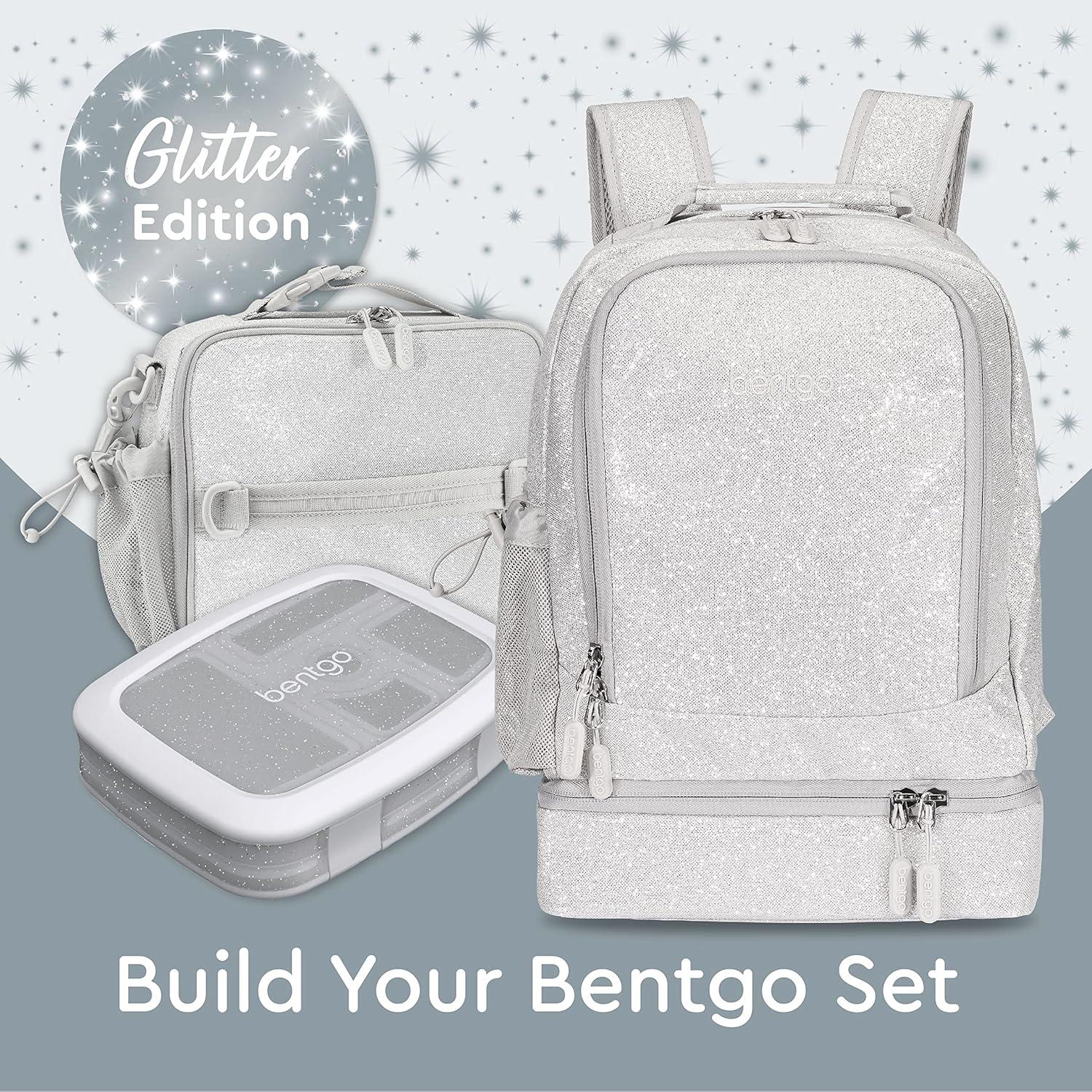 imageBentgo Kids 2in1 Backpack amp Insulated Lunch Bag Glitter Designed 16 Backpack for School amp Travel Durable Water Resistant Padded amp Large Compartments Glitter Edition Petal PinkGlitter Edition Silver