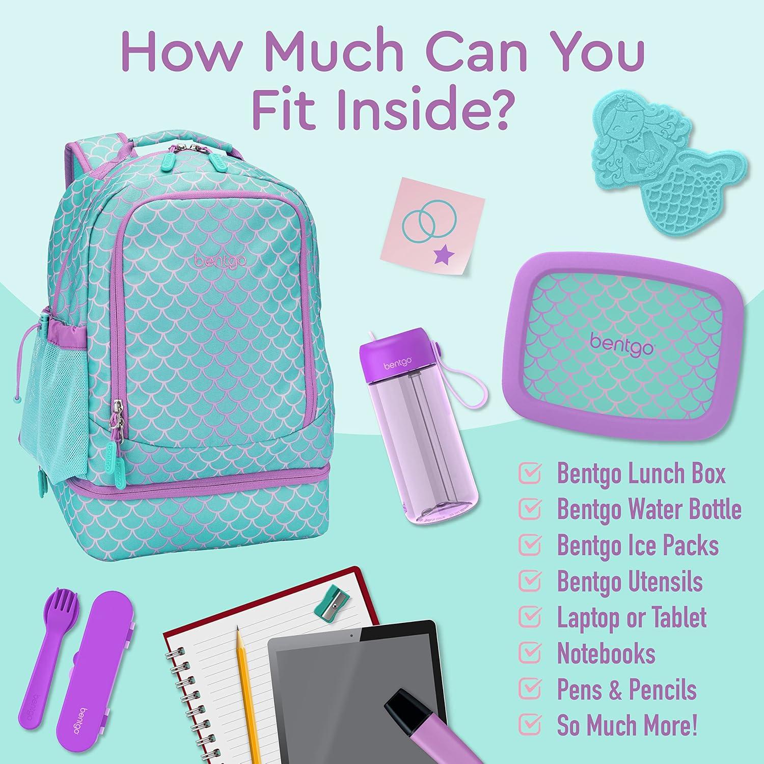 imageBentgo Kids 2in1 Backpack amp Insulated Lunch Bag Glitter Designed 16 Backpack for School amp Travel Durable Water Resistant Padded amp Large Compartments Glitter Edition Petal PinkMermaid Scales