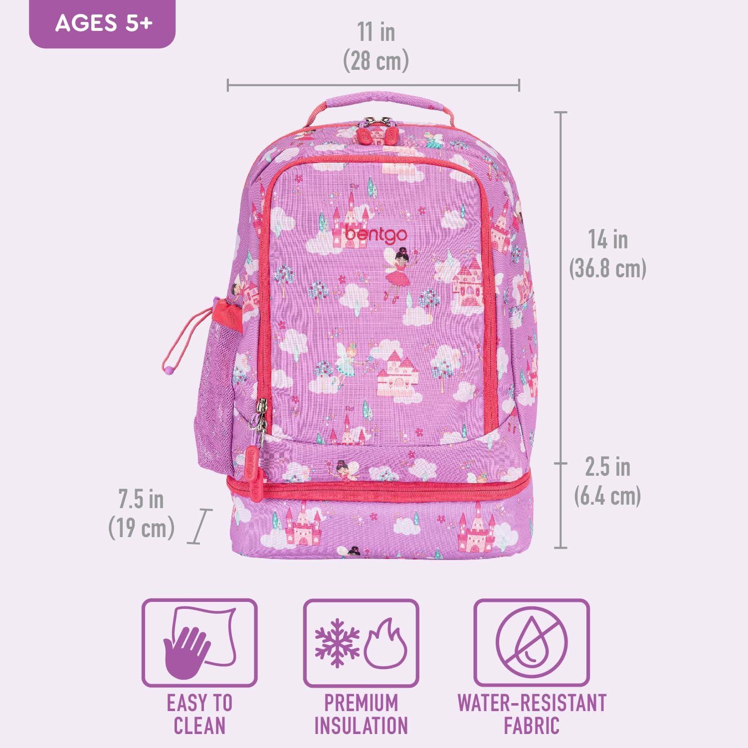 imageBentgo Kids 2in1 Backpack amp Insulated Lunch Bag Glitter Designed 16 Backpack for School amp Travel Durable Water Resistant Padded amp Large Compartments Glitter Edition Petal PinkFairies