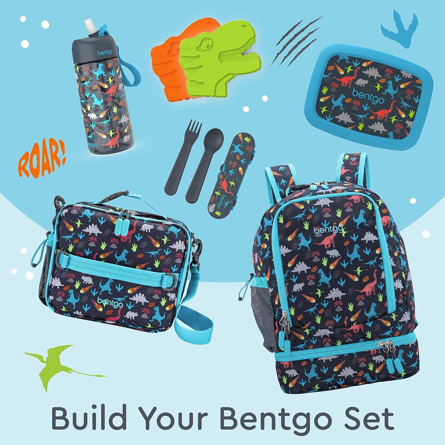imageBentgo Kids 2in1 Backpack amp Insulated Lunch Bag Glitter Designed 16 Backpack for School amp Travel Durable Water Resistant Padded amp Large Compartments Glitter Edition Petal PinkDinosaur