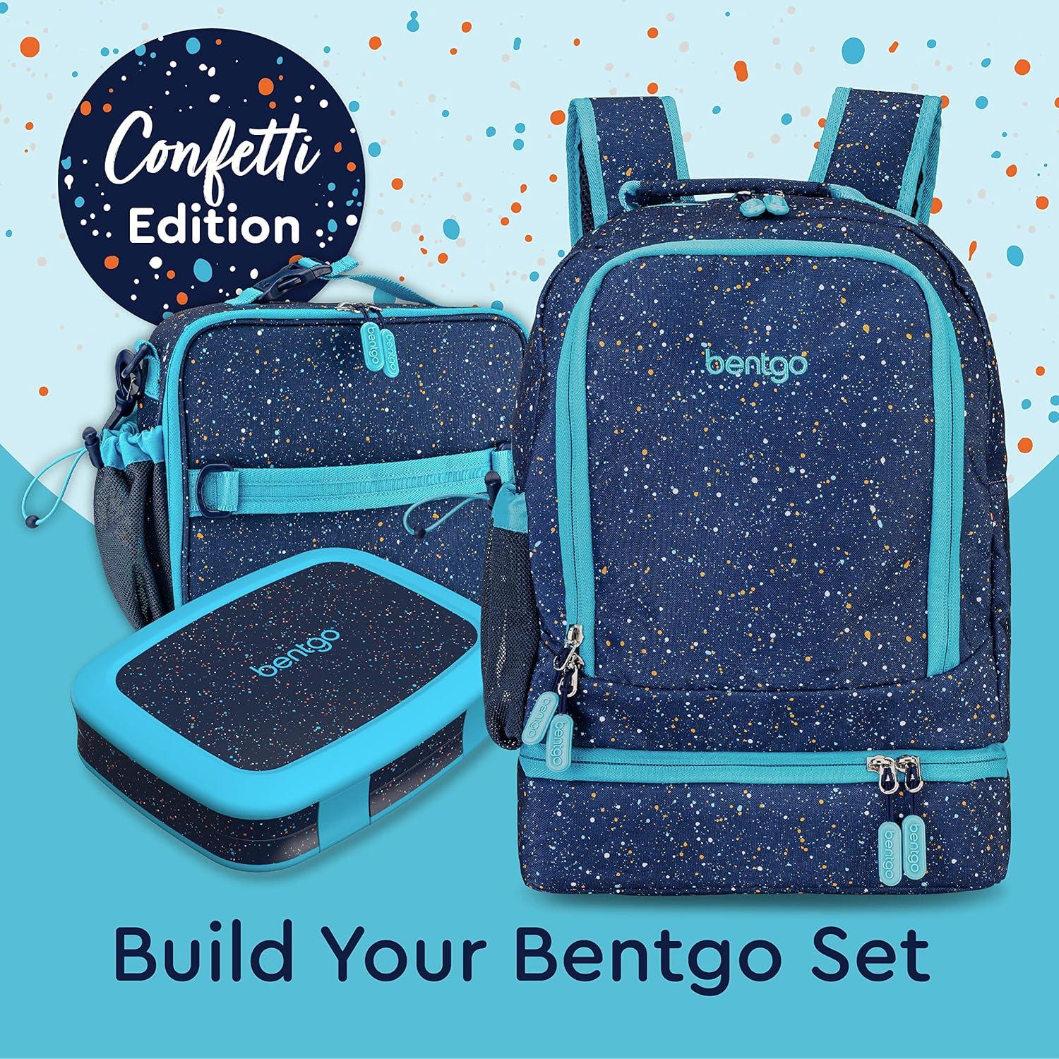 imageBentgo Kids 2in1 Backpack amp Insulated Lunch Bag Glitter Designed 16 Backpack for School amp Travel Durable Water Resistant Padded amp Large Compartments Glitter Edition Petal PinkConfetti Edition Abyss Blue