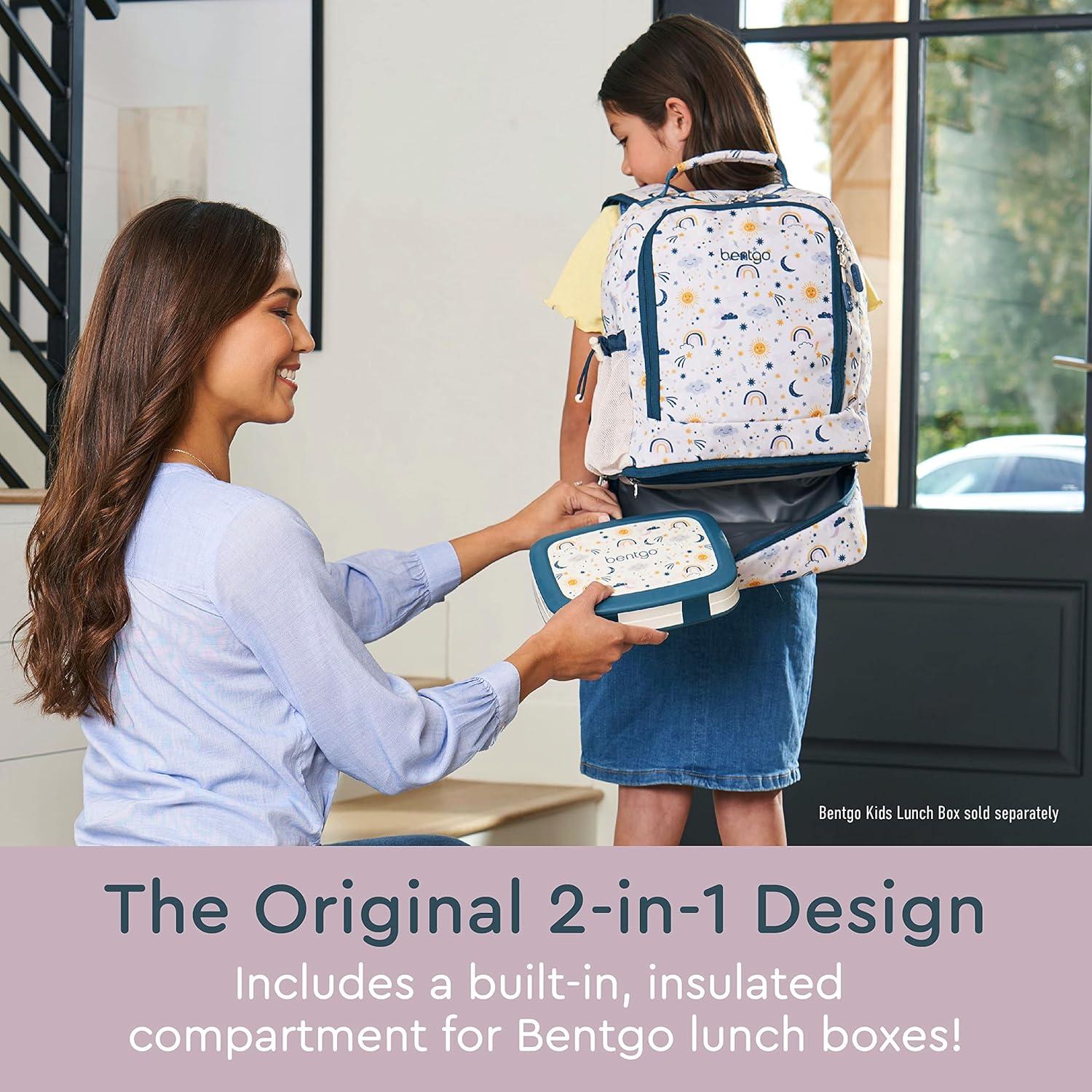 imageBentgo Kids 2in1 Backpack amp Insulated Lunch Bag Glitter Designed 16 Backpack for School amp Travel Durable Water Resistant Padded amp Large Compartments Glitter Edition Petal PinkFriendly Skies