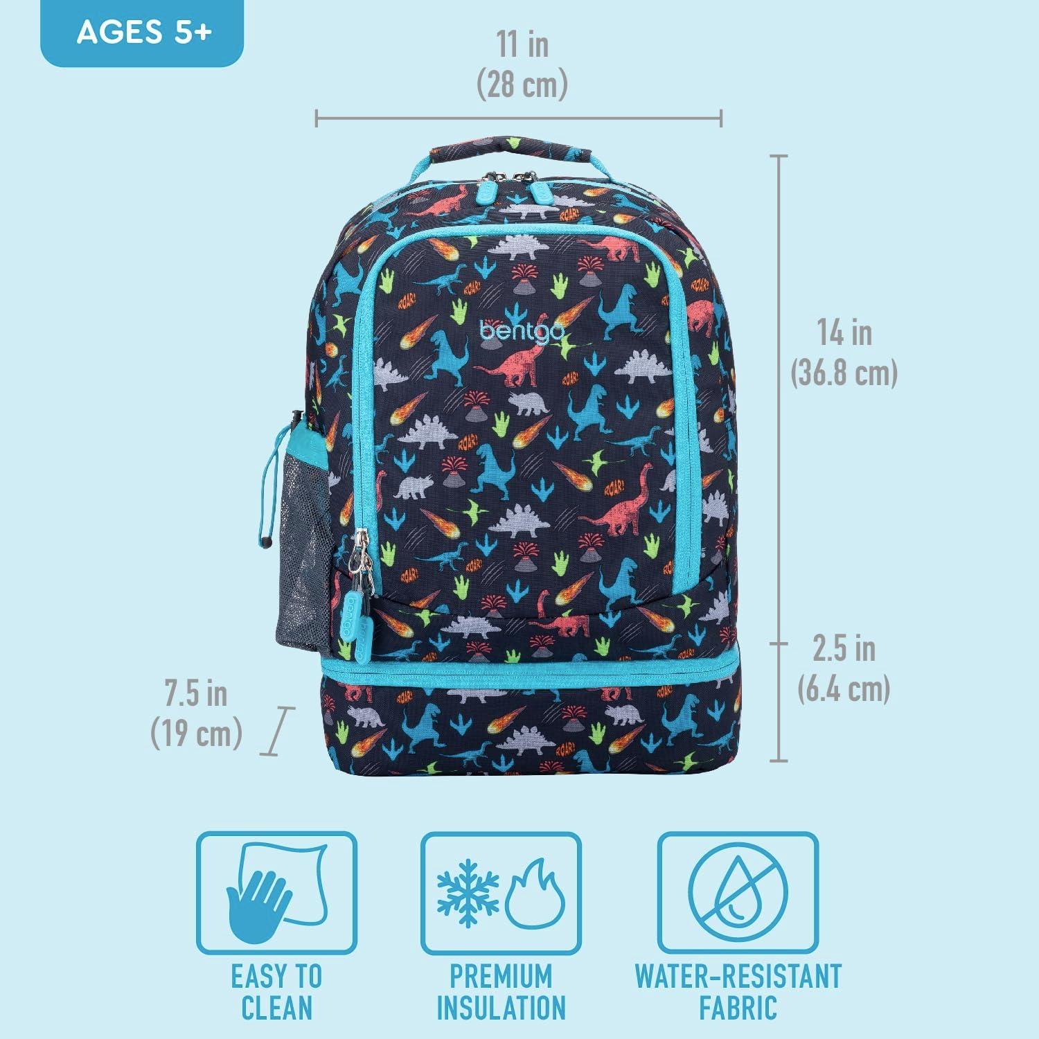 imageBentgo Kids 2in1 Backpack amp Insulated Lunch Bag Glitter Designed 16 Backpack for School amp Travel Durable Water Resistant Padded amp Large Compartments Glitter Edition Petal PinkDinosaur