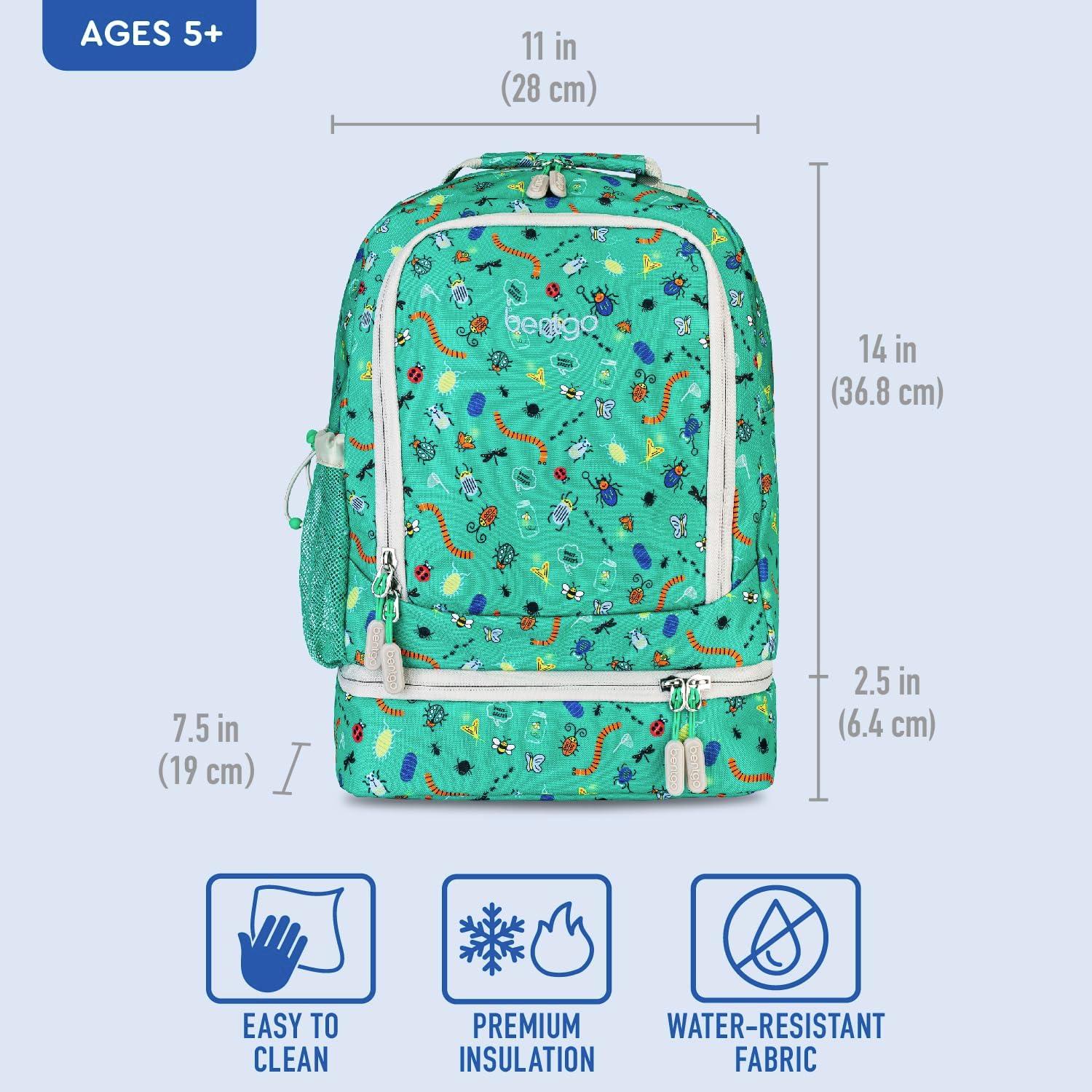 imageBentgo Kids 2in1 Backpack amp Insulated Lunch Bag Glitter Designed 16 Backpack for School amp Travel Durable Water Resistant Padded amp Large Compartments Glitter Edition Petal PinkBug Buddies