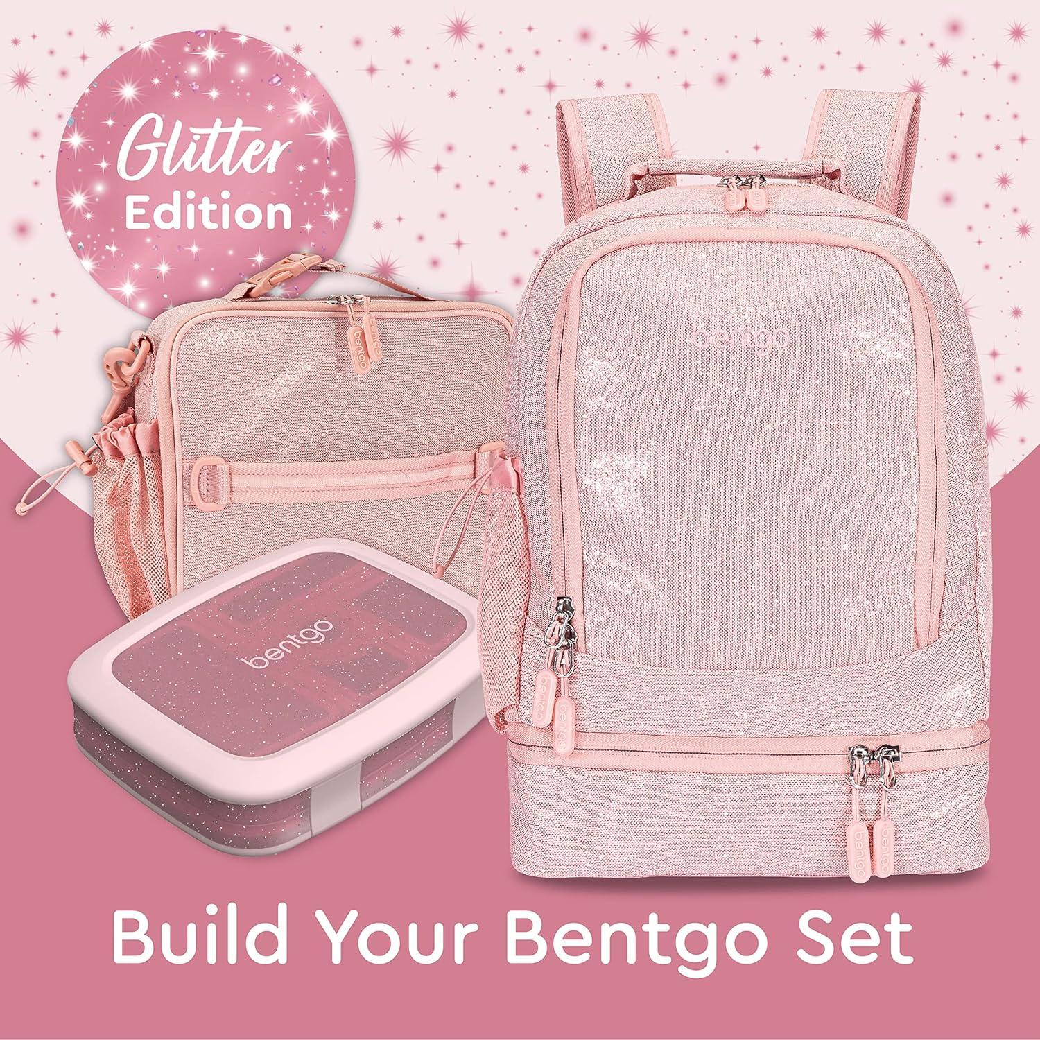 imageBentgo Kids 2in1 Backpack amp Insulated Lunch Bag Glitter Designed 16 Backpack for School amp Travel Durable Water Resistant Padded amp Large Compartments Glitter Edition Petal PinkGlitter Edition Petal Pink