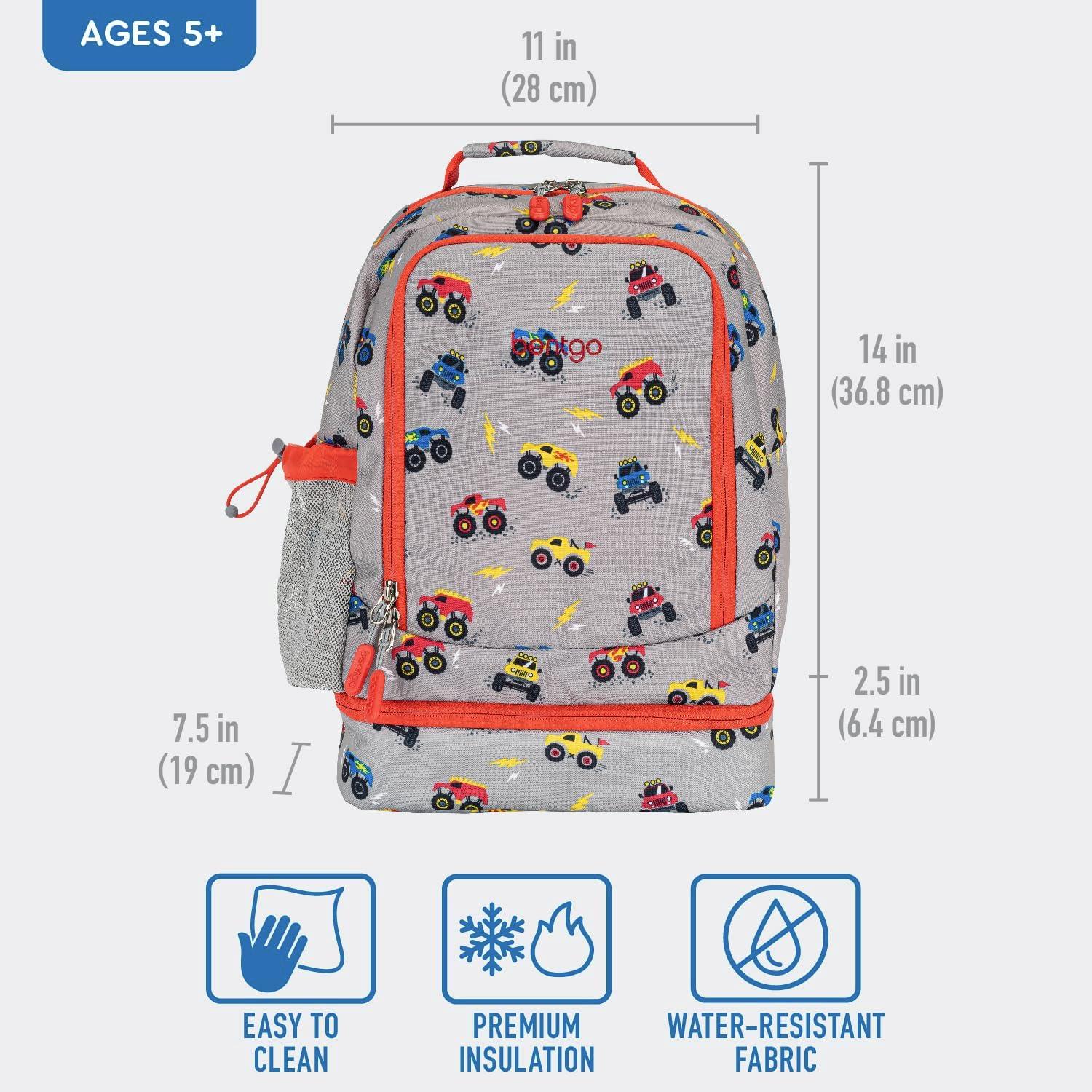 imageBentgo Kids 2in1 Backpack amp Insulated Lunch Bag Glitter Designed 16 Backpack for School amp Travel Durable Water Resistant Padded amp Large Compartments Glitter Edition Petal PinkTrucks
