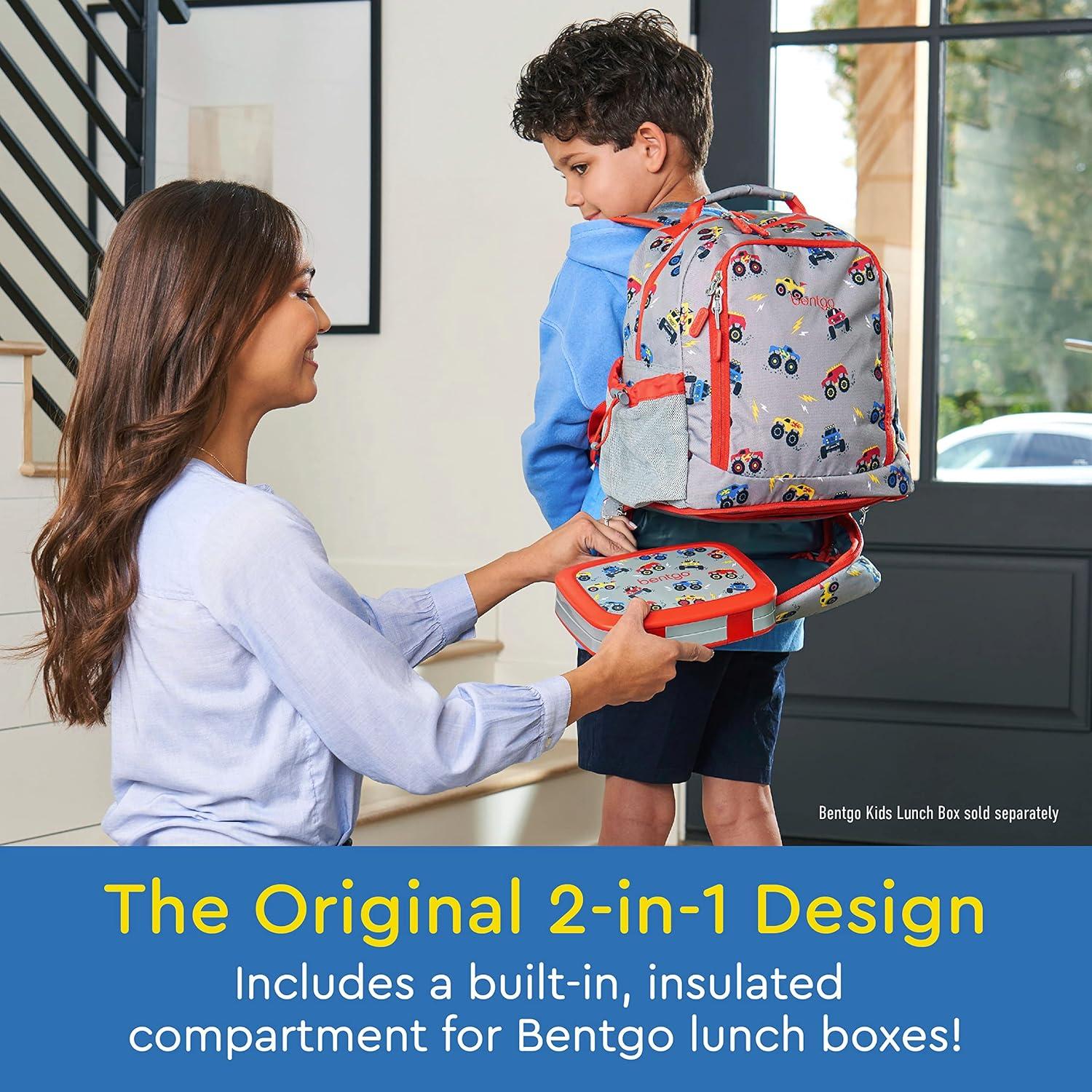 imageBentgo Kids 2in1 Backpack amp Insulated Lunch Bag Glitter Designed 16 Backpack for School amp Travel Durable Water Resistant Padded amp Large Compartments Glitter Edition Petal PinkTrucks
