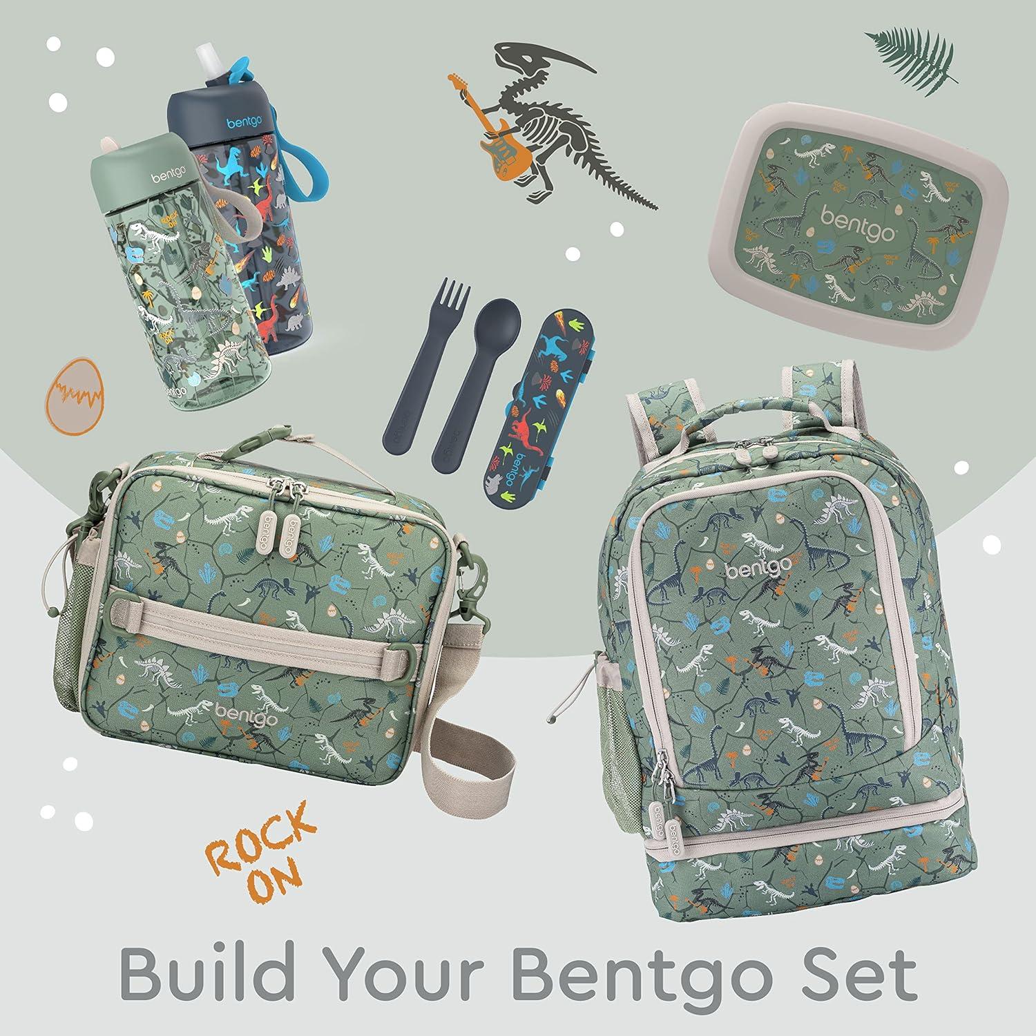 imageBentgo Kids 2in1 Backpack amp Insulated Lunch Bag Glitter Designed 16 Backpack for School amp Travel Durable Water Resistant Padded amp Large Compartments Glitter Edition Petal PinkDino Fossils