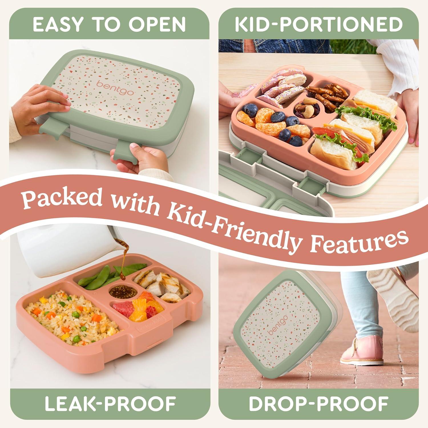 imageBentgo Kids 5Compartment LeakProof BentoStyle Lunch Box Whimsy amp Wonder Collection Ideal for Ages 37 DropProof amp Durable Dishwasher Safe amp PFAS amp BPAFree Materials Geo SpeckleGeo Speckle