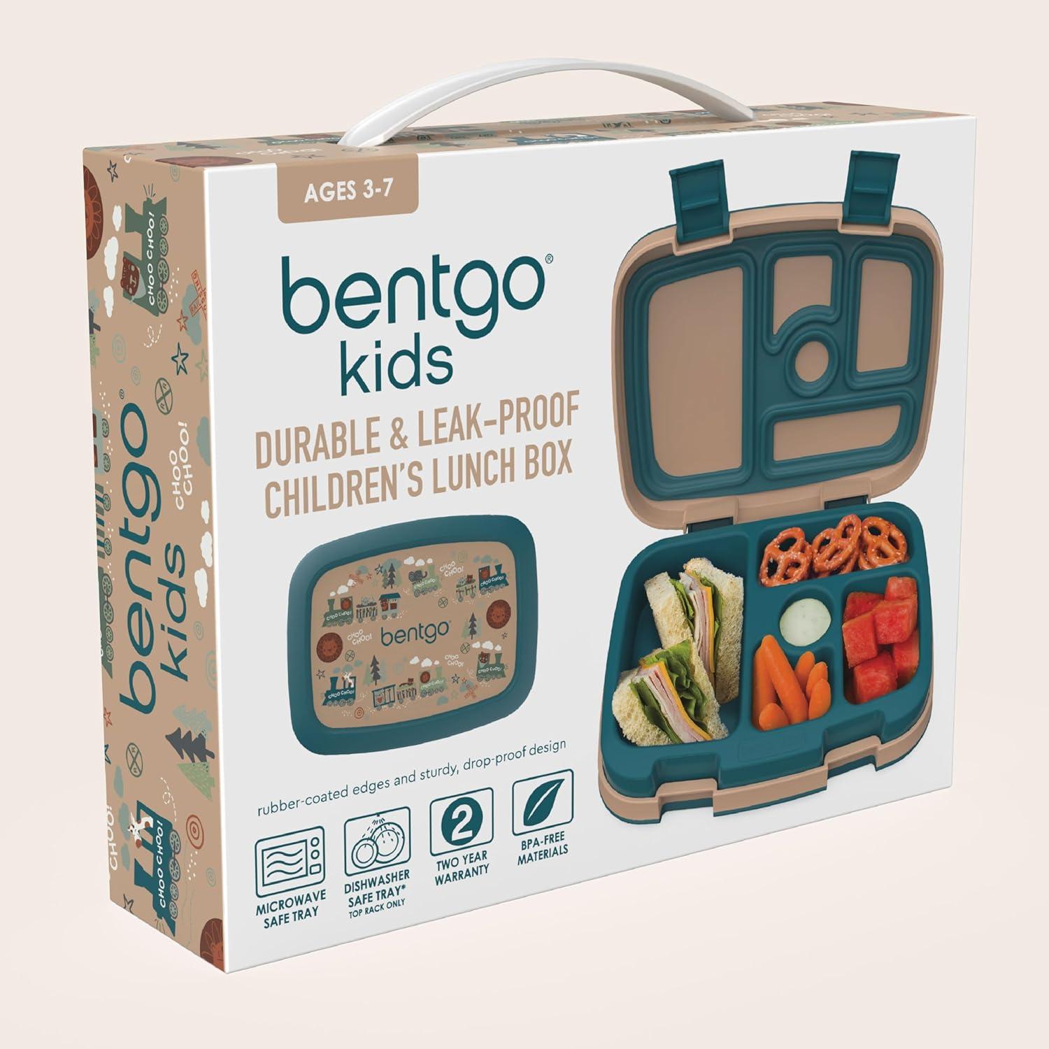 imageBentgo Kids 5Compartment LeakProof BentoStyle Lunch Box Whimsy amp Wonder Collection Ideal for Ages 37 DropProof amp Durable Dishwasher Safe amp PFAS amp BPAFree Materials Geo SpeckleTrains