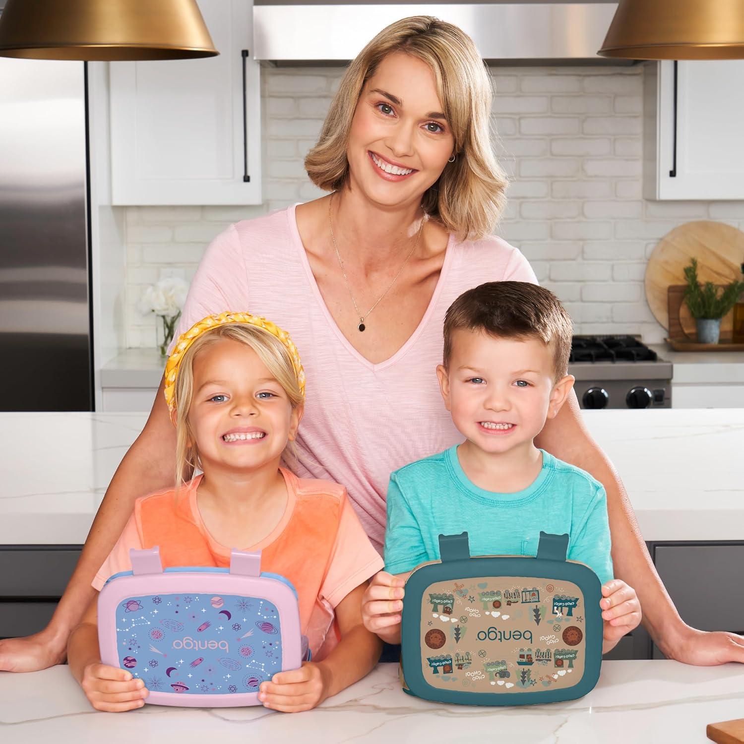 imageBentgo Kids 5Compartment LeakProof BentoStyle Lunch Box Whimsy amp Wonder Collection Ideal for Ages 37 DropProof amp Durable Dishwasher Safe amp PFAS amp BPAFree Materials Geo SpeckleLavender Galaxy