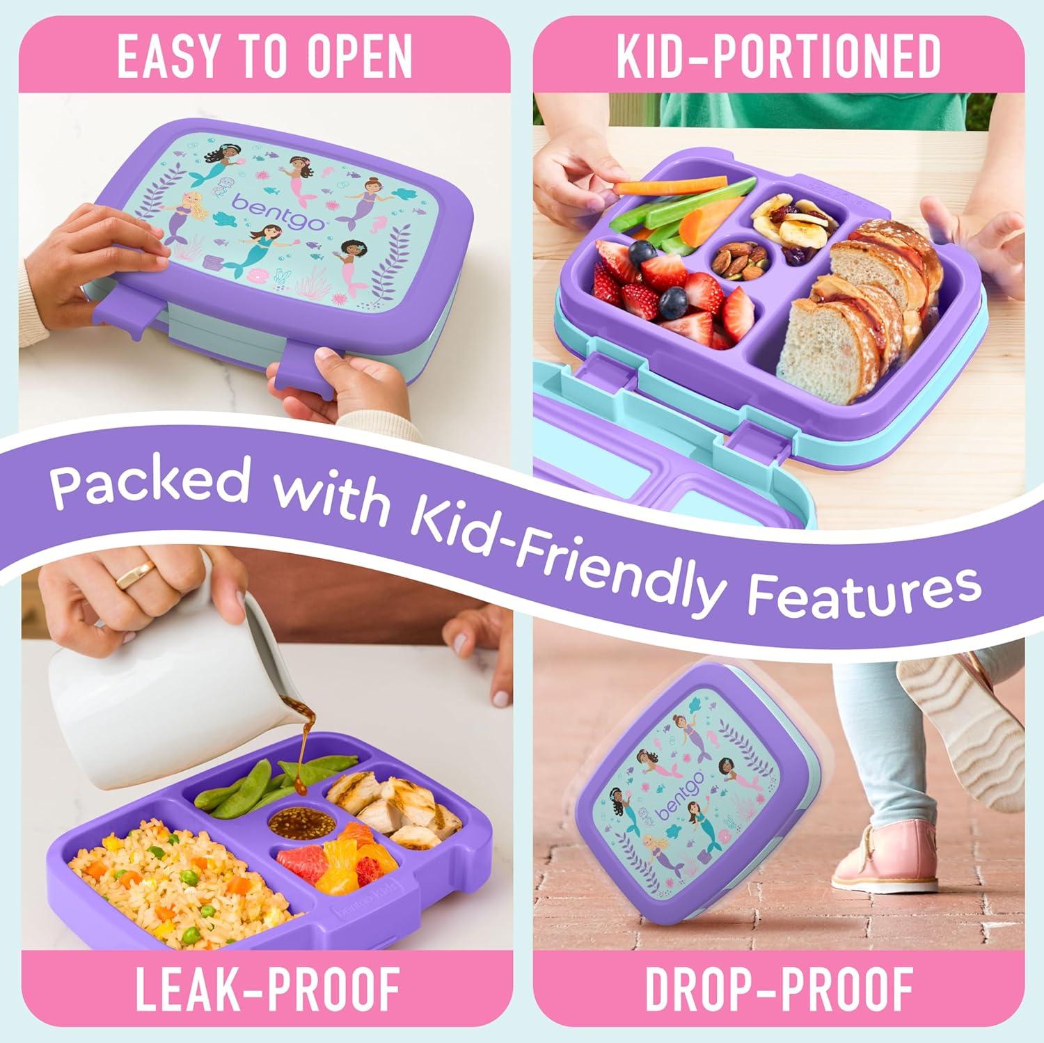 imageBentgo Kids 5Compartment LeakProof BentoStyle Lunch Box Whimsy amp Wonder Collection Ideal for Ages 37 DropProof amp Durable Dishwasher Safe amp PFAS amp BPAFree Materials Geo SpeckleMermaids in the Sea