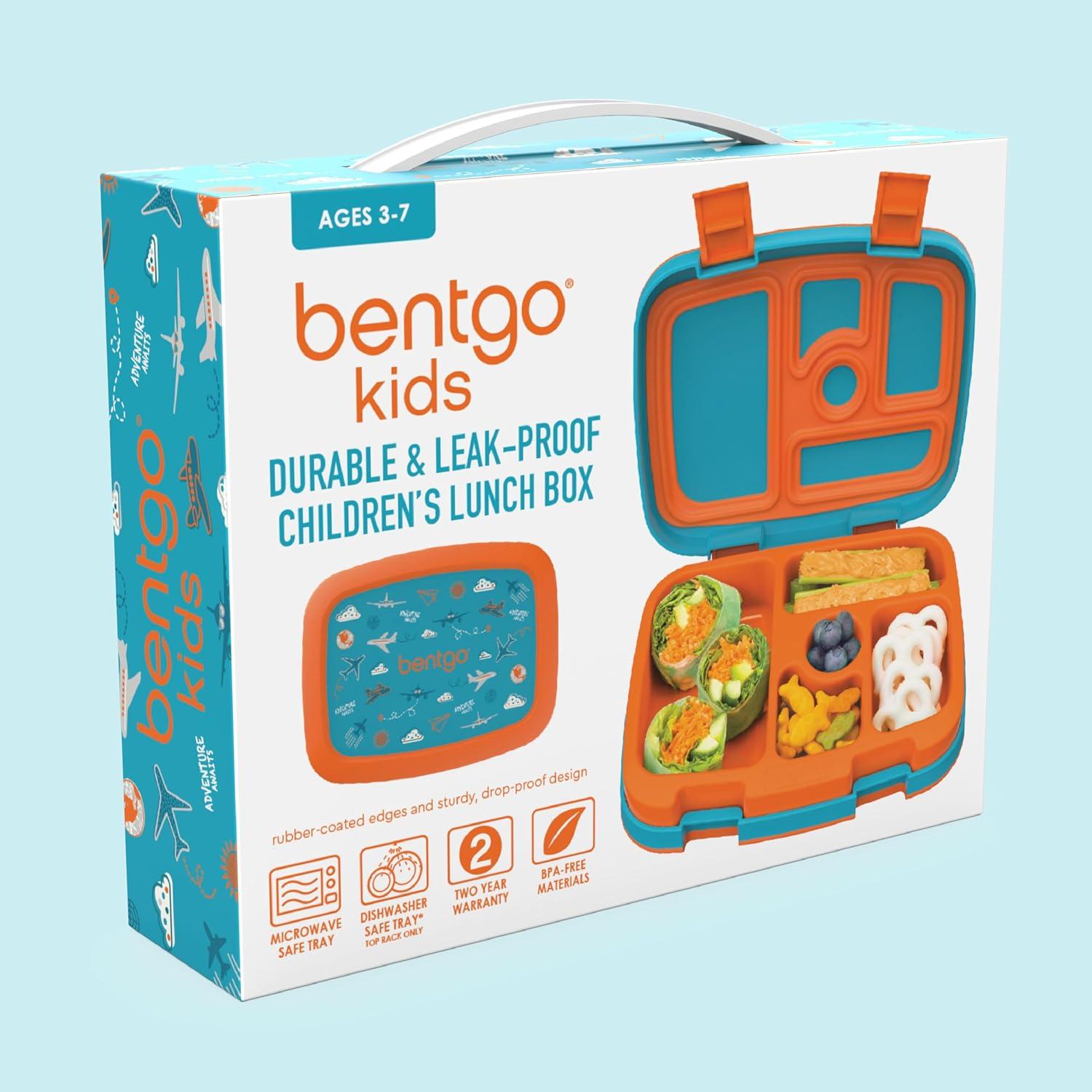 imageBentgo Kids 5Compartment LeakProof BentoStyle Lunch Box Whimsy amp Wonder Collection Ideal for Ages 37 DropProof amp Durable Dishwasher Safe amp PFAS amp BPAFree Materials Geo SpecklePlanes