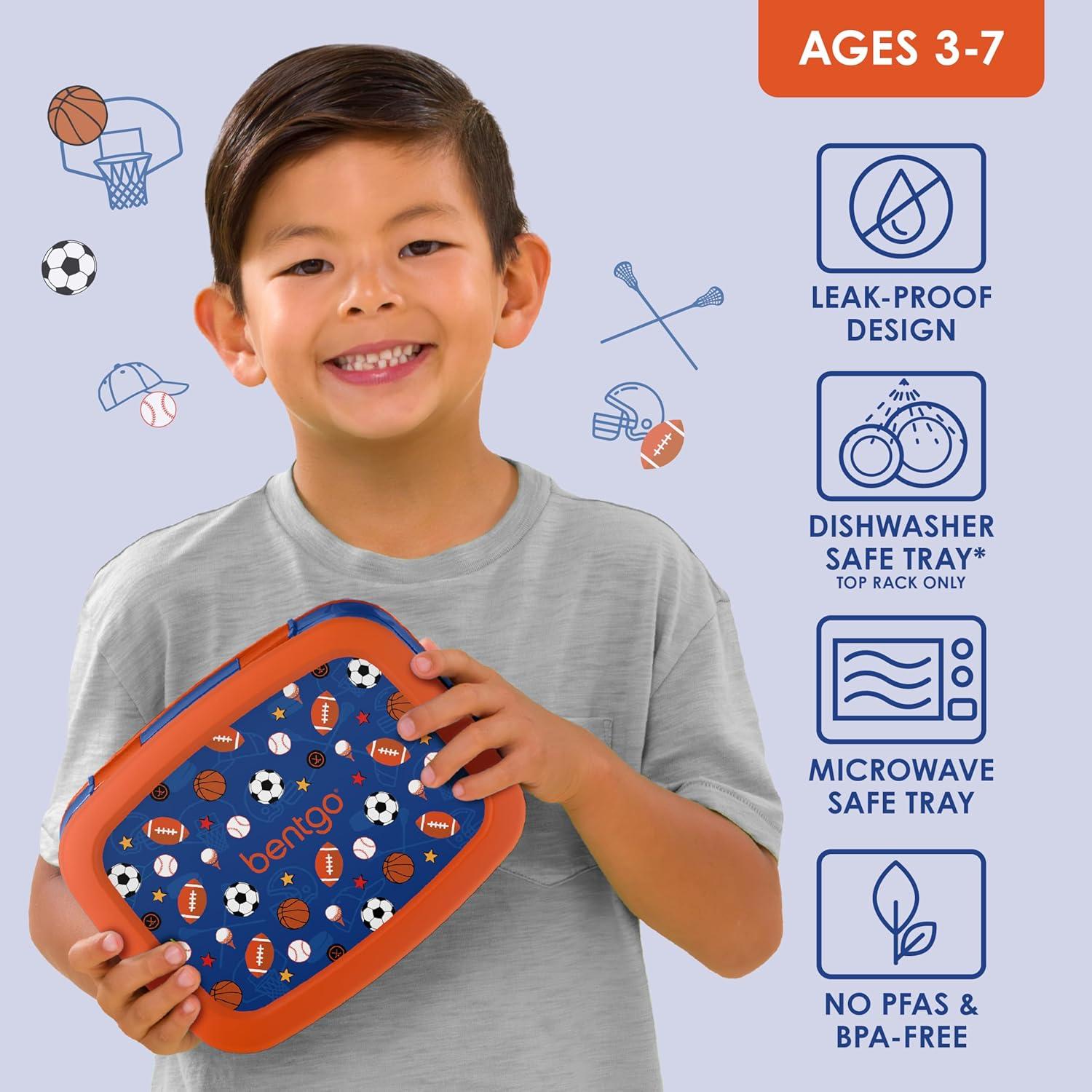 imageBentgo Kids 5Compartment LeakProof BentoStyle Lunch Box Whimsy amp Wonder Collection Ideal for Ages 37 DropProof amp Durable Dishwasher Safe amp PFAS amp BPAFree Materials Geo SpeckleSports