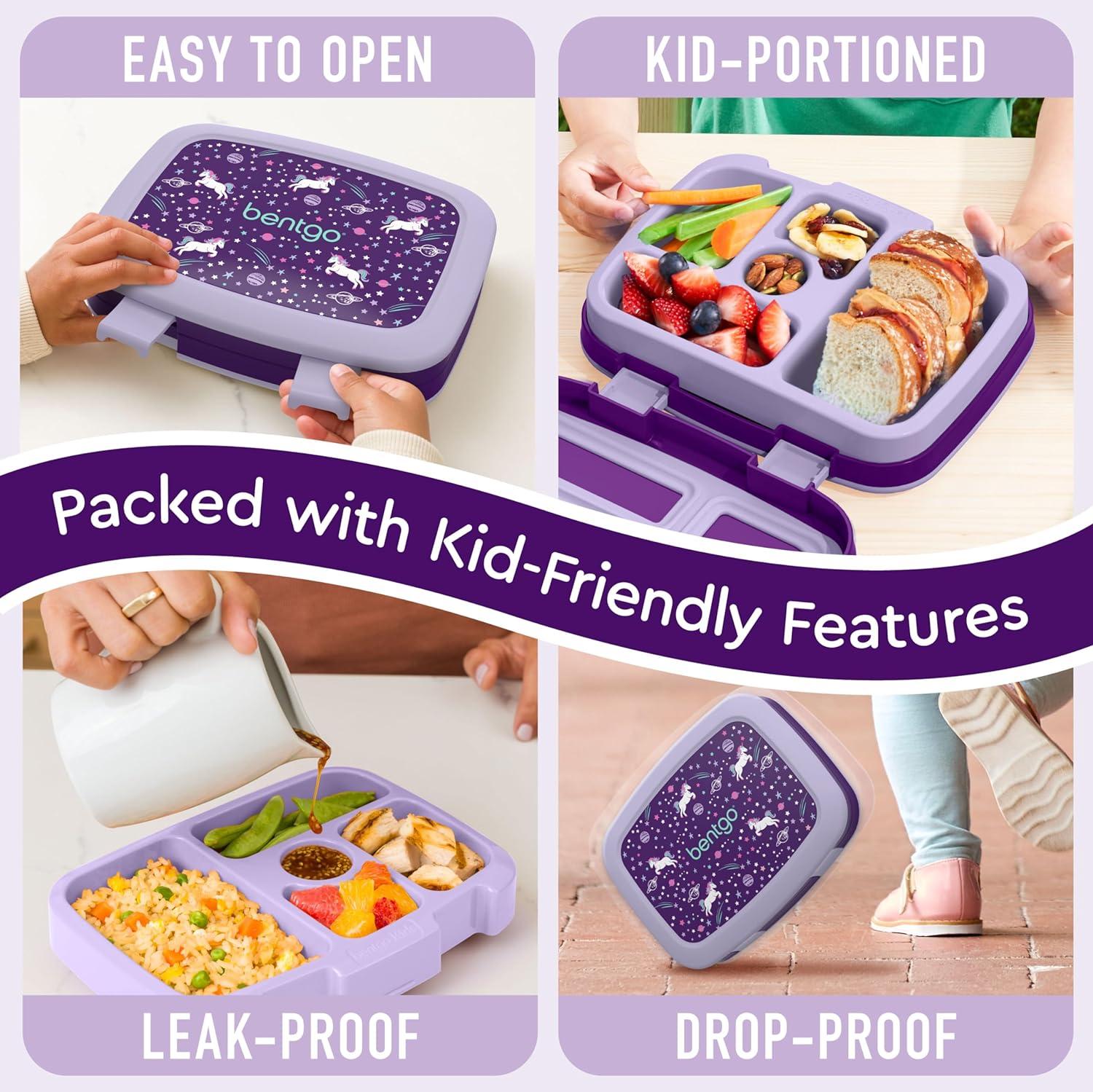imageBentgo Kids 5Compartment LeakProof BentoStyle Lunch Box Whimsy amp Wonder Collection Ideal for Ages 37 DropProof amp Durable Dishwasher Safe amp PFAS amp BPAFree Materials Geo SpeckleUnicorn