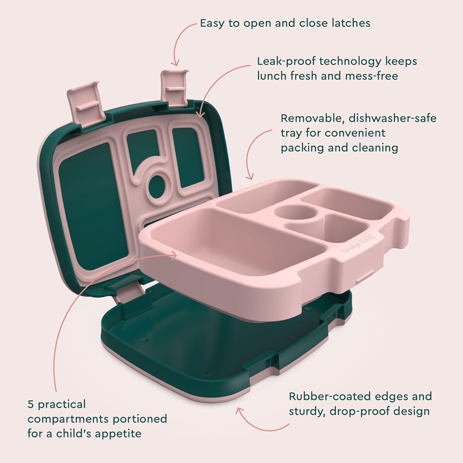 imageBentgo Kids 5Compartment LeakProof BentoStyle Lunch Box Whimsy amp Wonder Collection Ideal for Ages 37 DropProof amp Durable Dishwasher Safe amp PFAS amp BPAFree Materials Geo SpeckleGreen Rainbow
