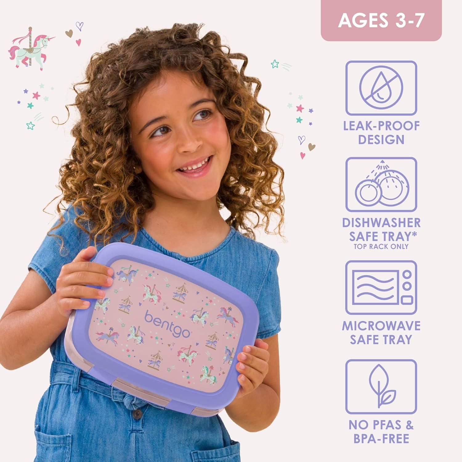 imageBentgo Kids 5Compartment LeakProof BentoStyle Lunch Box Whimsy amp Wonder Collection Ideal for Ages 37 DropProof amp Durable Dishwasher Safe amp PFAS amp BPAFree Materials Geo SpeckleCarousel Unicorns