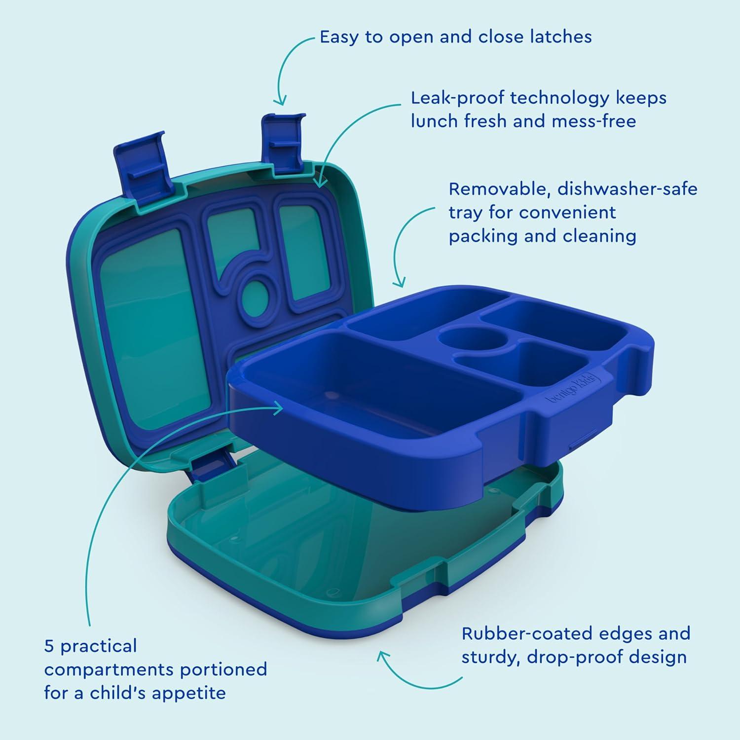imageBentgo Kids 5Compartment LeakProof BentoStyle Lunch Box Whimsy amp Wonder Collection Ideal for Ages 37 DropProof amp Durable Dishwasher Safe amp PFAS amp BPAFree Materials Geo SpeckleSharks