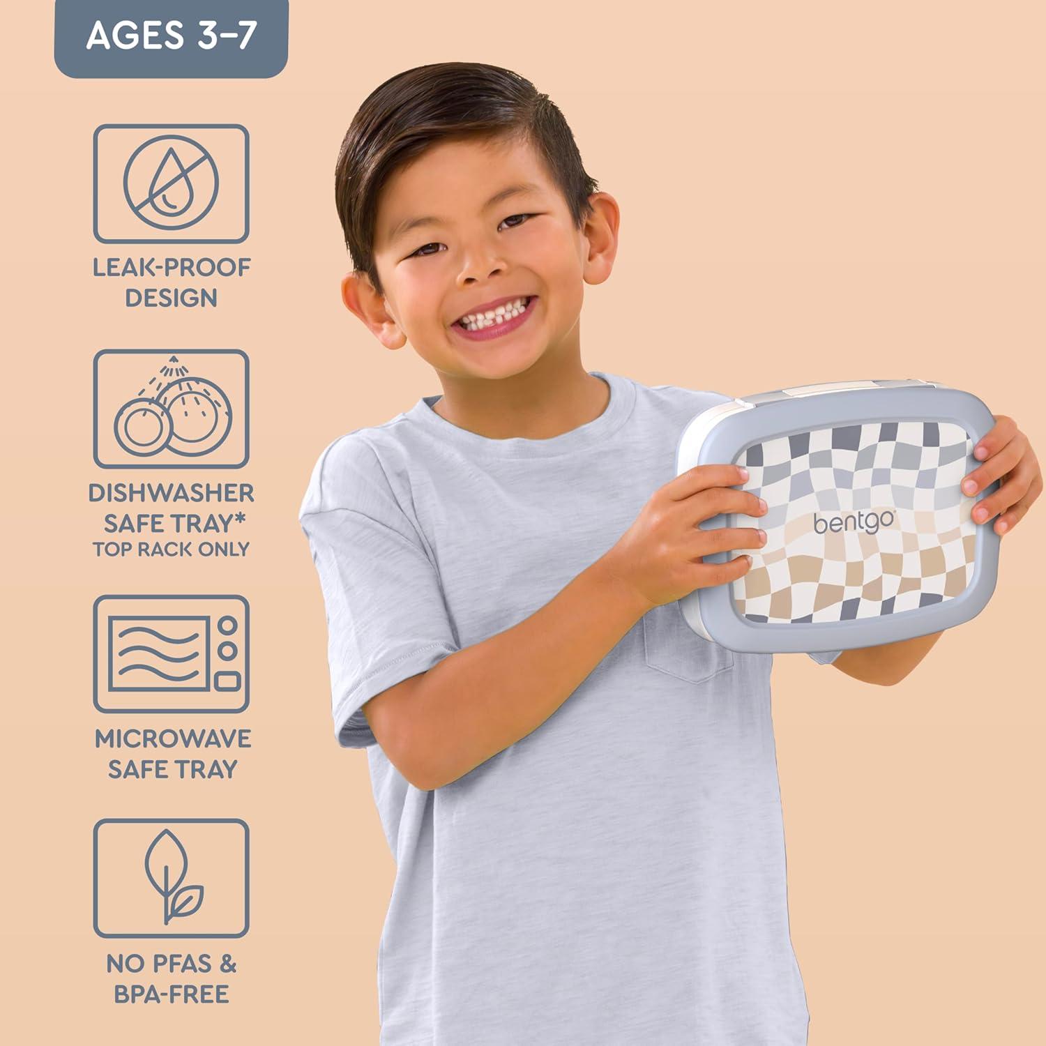 imageBentgo Kids 5Compartment LeakProof BentoStyle Lunch Box Whimsy amp Wonder Collection Ideal for Ages 37 DropProof amp Durable Dishwasher Safe amp PFAS amp BPAFree Materials Geo SpeckleChecker Gradient