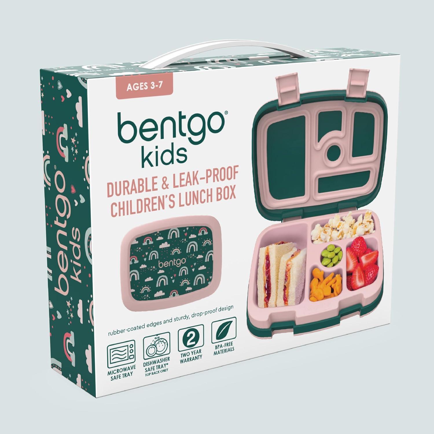 imageBentgo Kids 5Compartment LeakProof BentoStyle Lunch Box Whimsy amp Wonder Collection Ideal for Ages 37 DropProof amp Durable Dishwasher Safe amp PFAS amp BPAFree Materials Geo SpeckleGreen Rainbow
