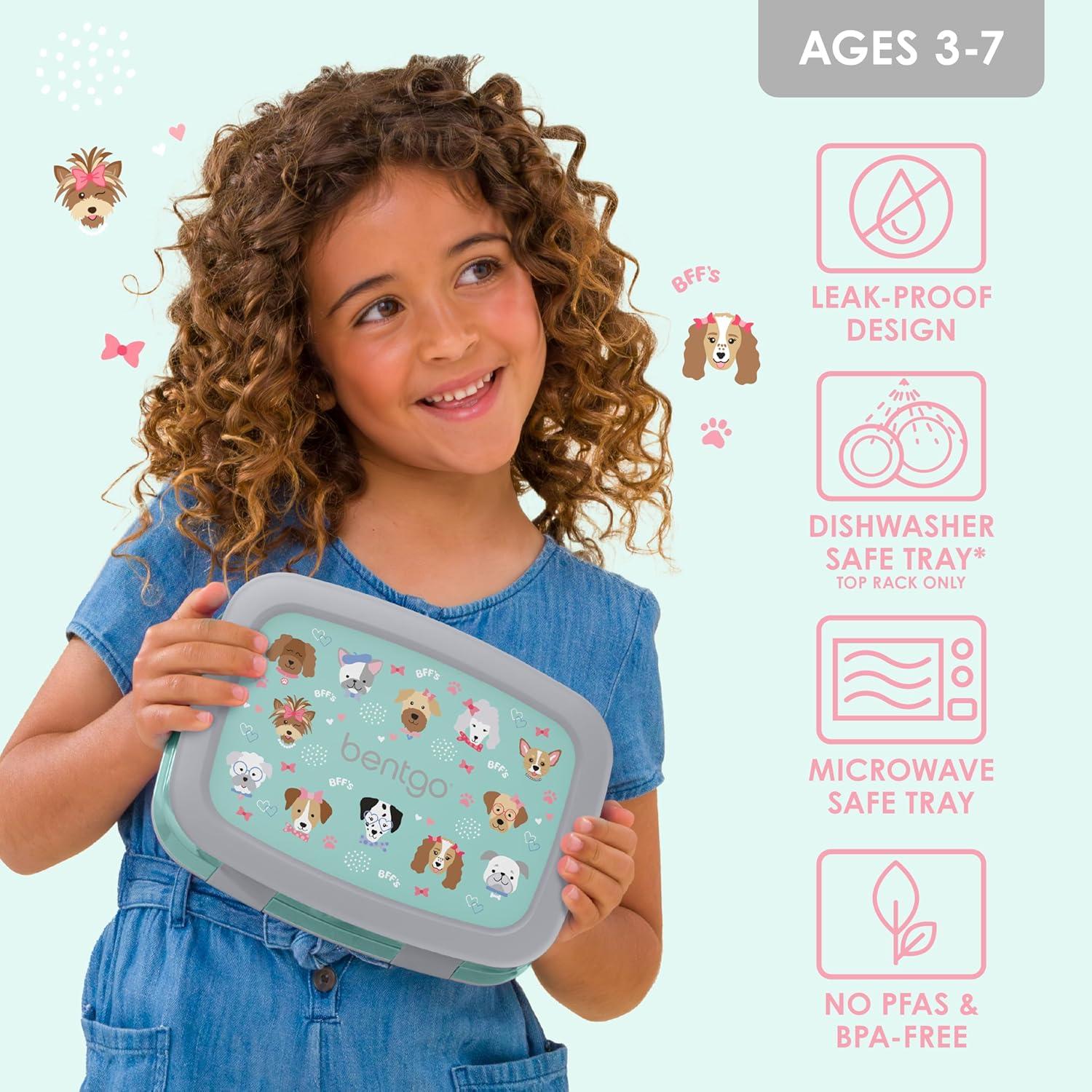 imageBentgo Kids 5Compartment LeakProof BentoStyle Lunch Box Whimsy amp Wonder Collection Ideal for Ages 37 DropProof amp Durable Dishwasher Safe amp PFAS amp BPAFree Materials Geo SpecklePuppy Love