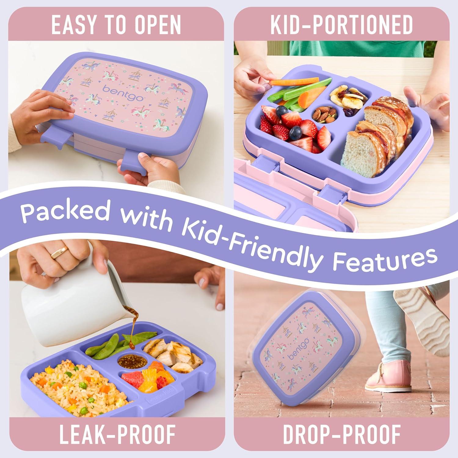 imageBentgo Kids 5Compartment LeakProof BentoStyle Lunch Box Whimsy amp Wonder Collection Ideal for Ages 37 DropProof amp Durable Dishwasher Safe amp PFAS amp BPAFree Materials Geo SpeckleCarousel Unicorns