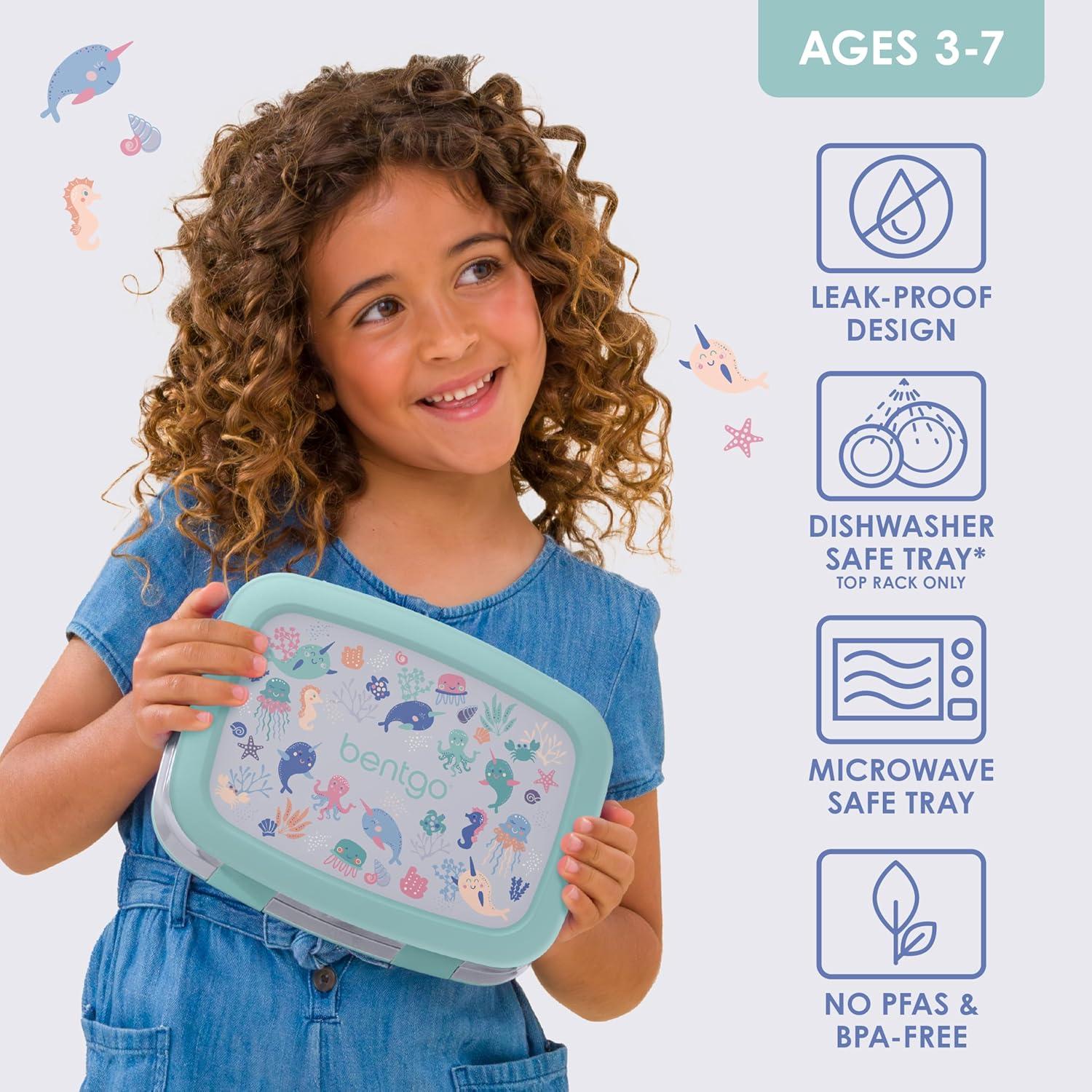 imageBentgo Kids 5Compartment LeakProof BentoStyle Lunch Box Whimsy amp Wonder Collection Ideal for Ages 37 DropProof amp Durable Dishwasher Safe amp PFAS amp BPAFree Materials Geo SpeckleSea Life
