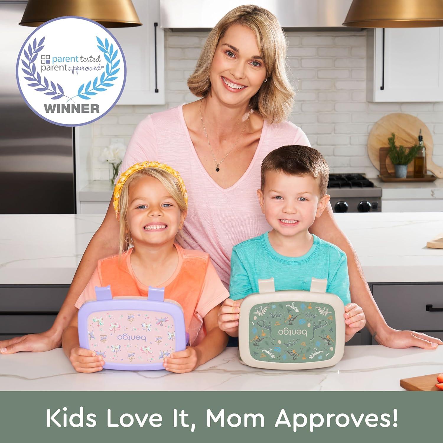 imageBentgo Kids 5Compartment LeakProof BentoStyle Lunch Box Whimsy amp Wonder Collection Ideal for Ages 37 DropProof amp Durable Dishwasher Safe amp PFAS amp BPAFree Materials Geo SpeckleDino Fossils