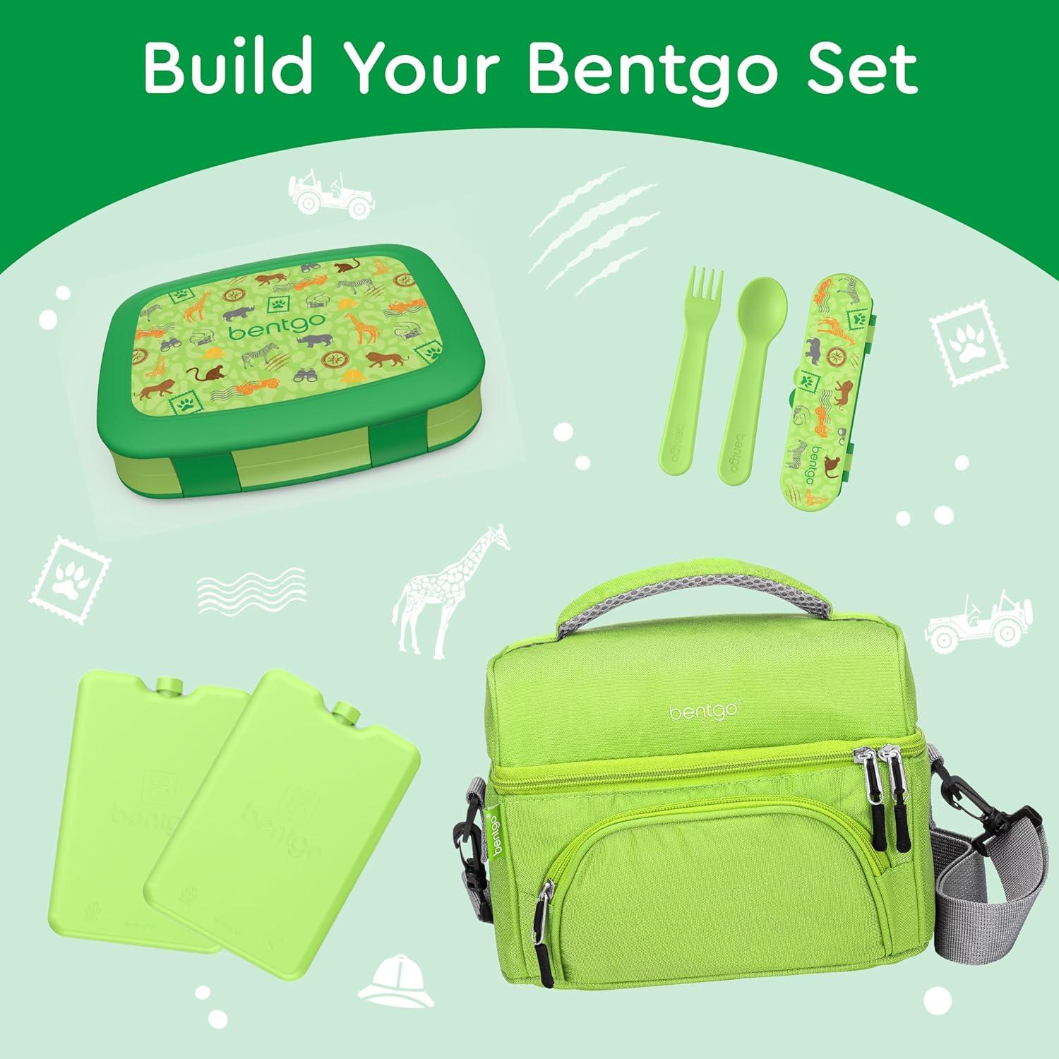 imageBentgo Kids 5Compartment LeakProof BentoStyle Lunch Box Whimsy amp Wonder Collection Ideal for Ages 37 DropProof amp Durable Dishwasher Safe amp PFAS amp BPAFree Materials Geo SpeckleSafari