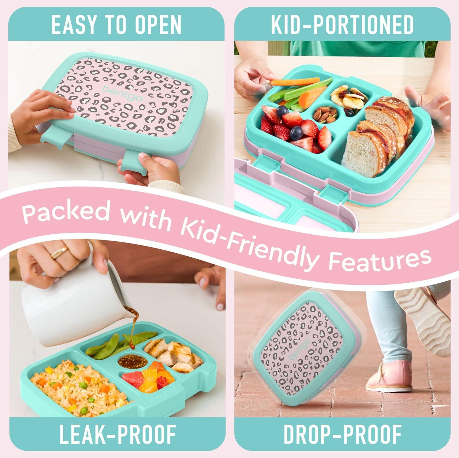 imageBentgo Kids 5Compartment LeakProof BentoStyle Lunch Box Whimsy amp Wonder Collection Ideal for Ages 37 DropProof amp Durable Dishwasher Safe amp PFAS amp BPAFree Materials Geo SpeckleLeopard