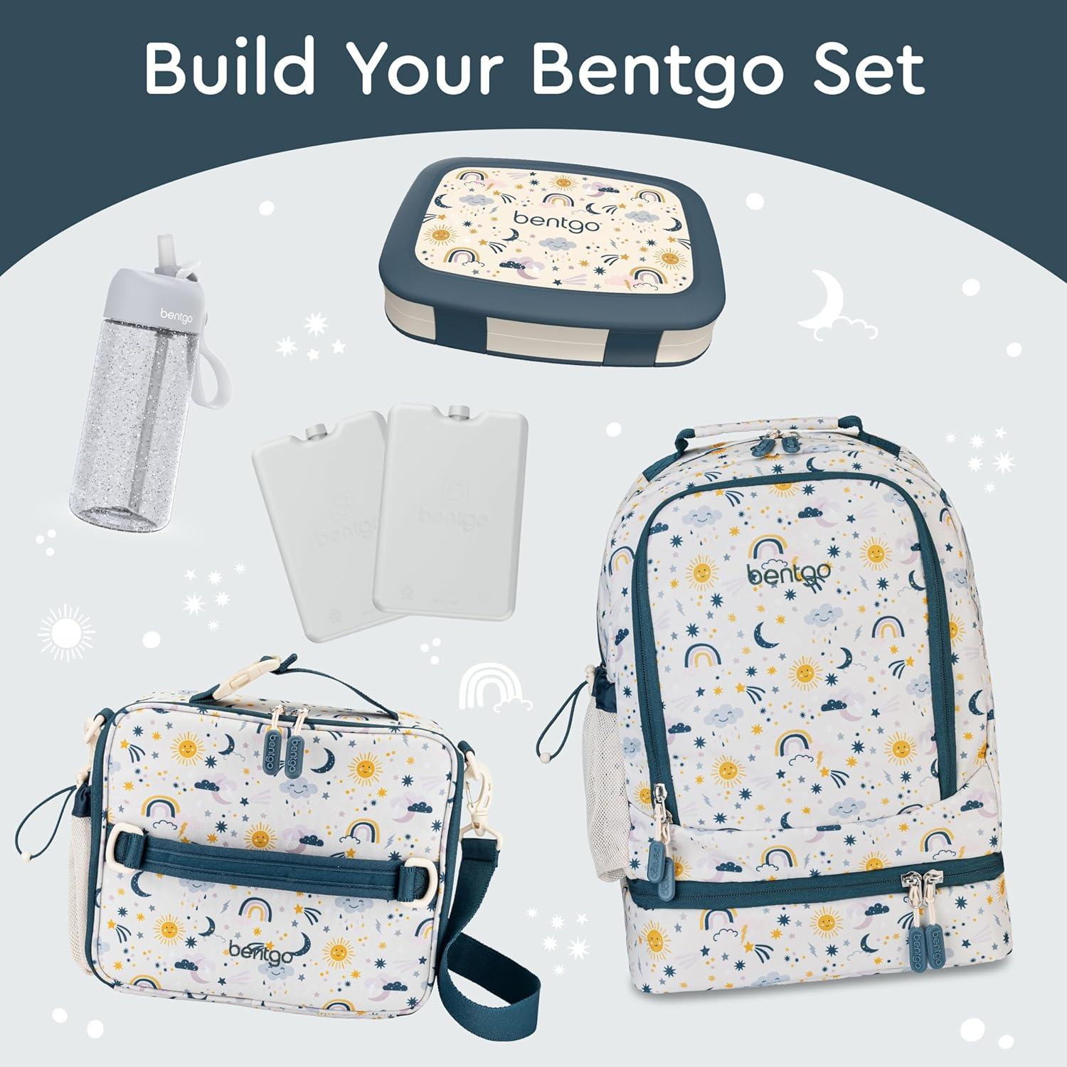 imageBentgo Kids 5Compartment LeakProof BentoStyle Lunch Box Whimsy amp Wonder Collection Ideal for Ages 37 DropProof amp Durable Dishwasher Safe amp PFAS amp BPAFree Materials Geo SpeckleFriendly Skies