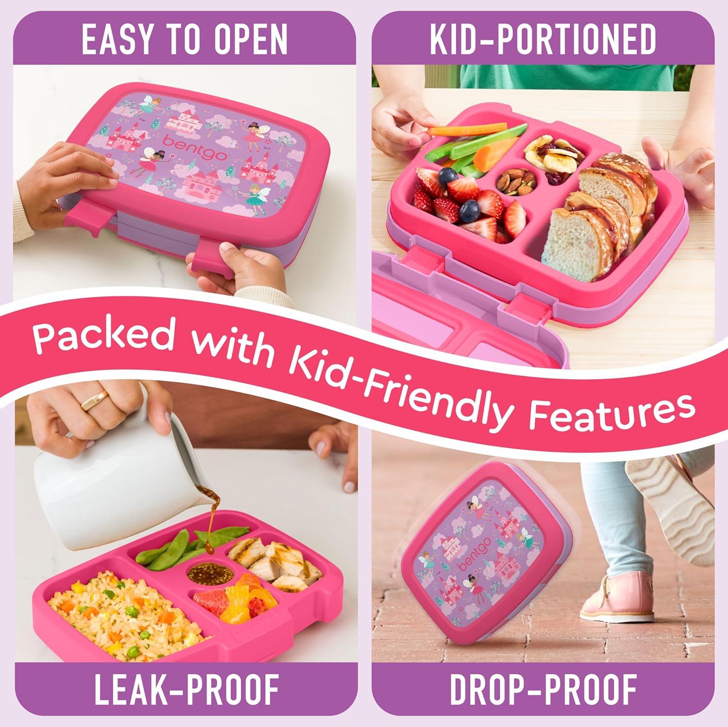 imageBentgo Kids 5Compartment LeakProof BentoStyle Lunch Box Whimsy amp Wonder Collection Ideal for Ages 37 DropProof amp Durable Dishwasher Safe amp PFAS amp BPAFree Materials Geo SpeckleFairies