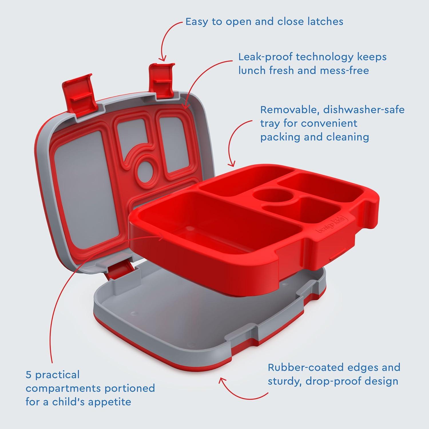 imageBentgo Kids 5Compartment LeakProof BentoStyle Lunch Box Whimsy amp Wonder Collection Ideal for Ages 37 DropProof amp Durable Dishwasher Safe amp PFAS amp BPAFree Materials Geo SpeckleTrucks